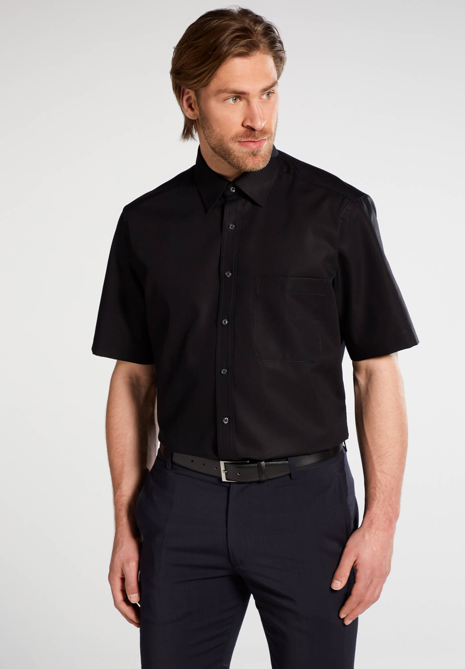 eterna hemd comfort fit kurzarm - schwarz - 46