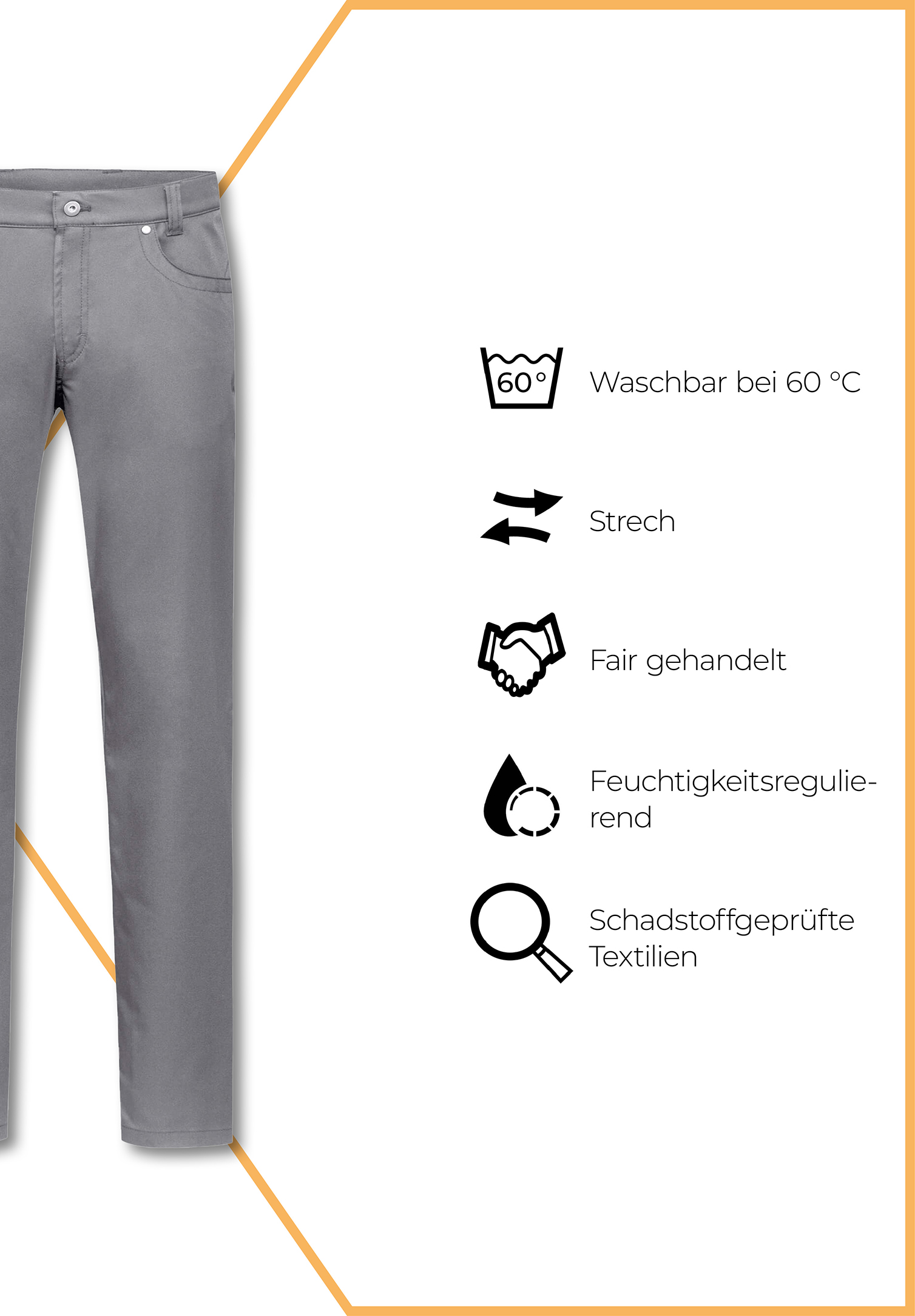 herren casual 5-pocket hose modern fit - grau - 102