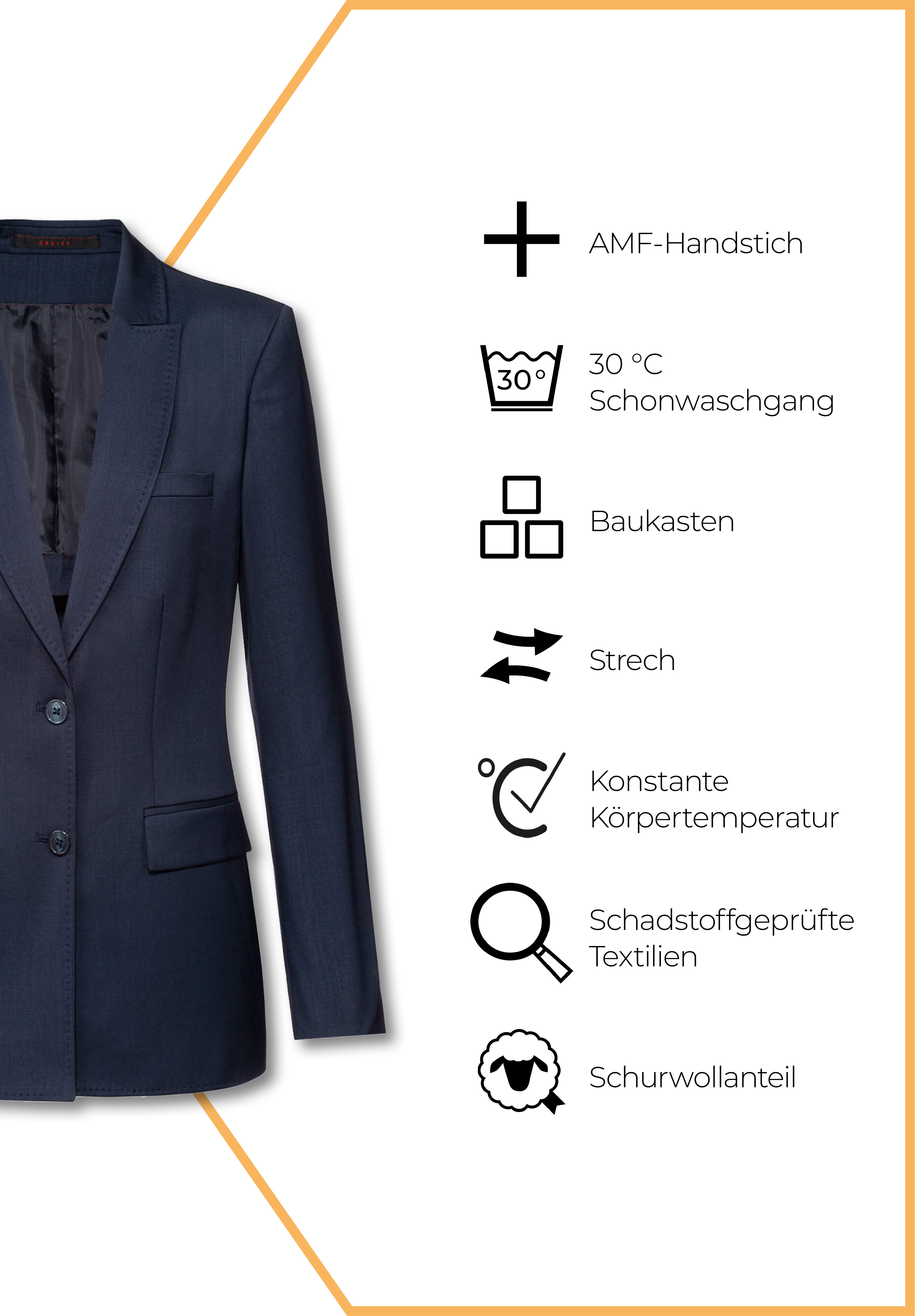 aeria langblazer modern fit - dunkelblau - 38