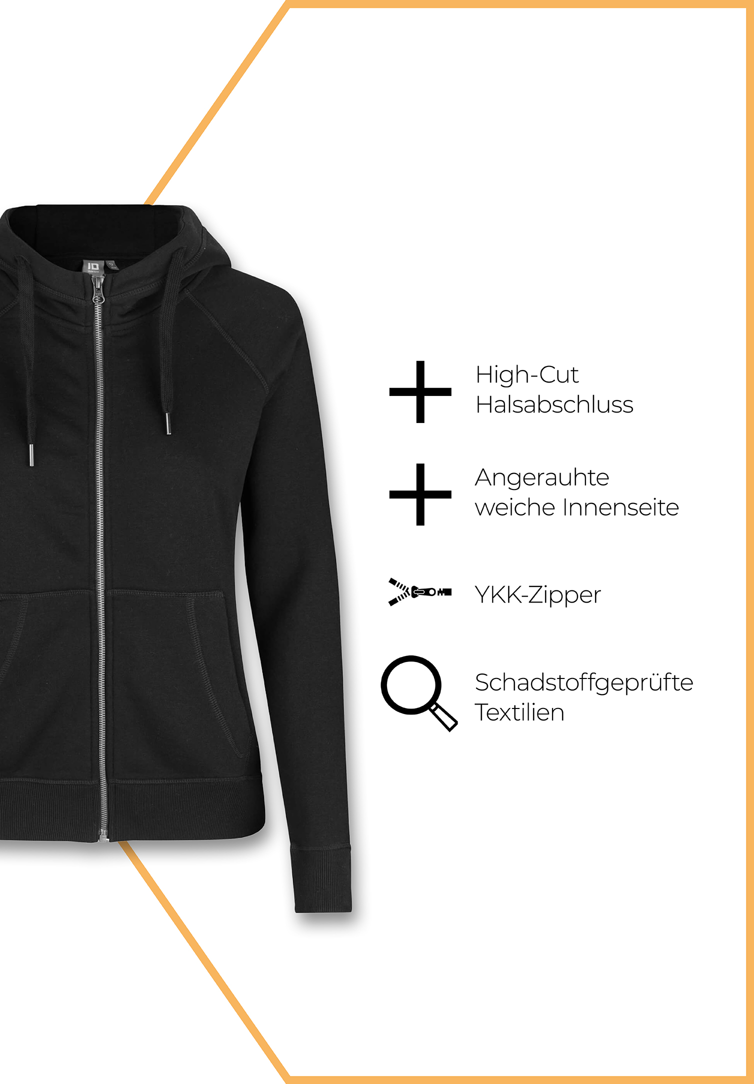 damen sweatjacke - schwarz - l