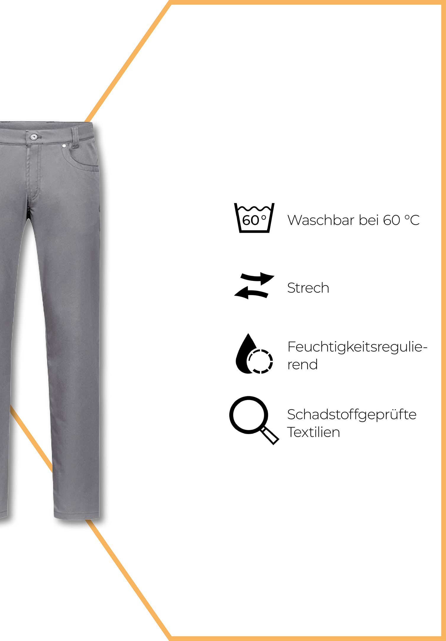 herren chino hose modern fit - grau - 54