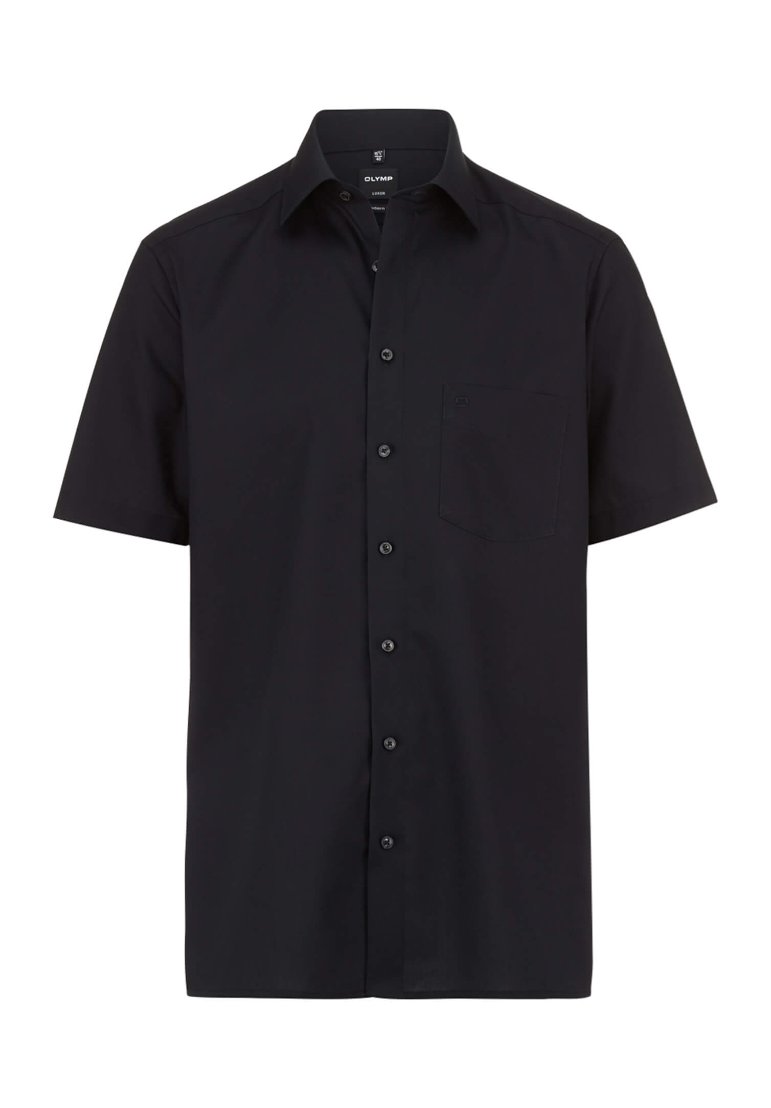 olymp luxor hemd uni modern fit kurzarm - schwarz - 47
