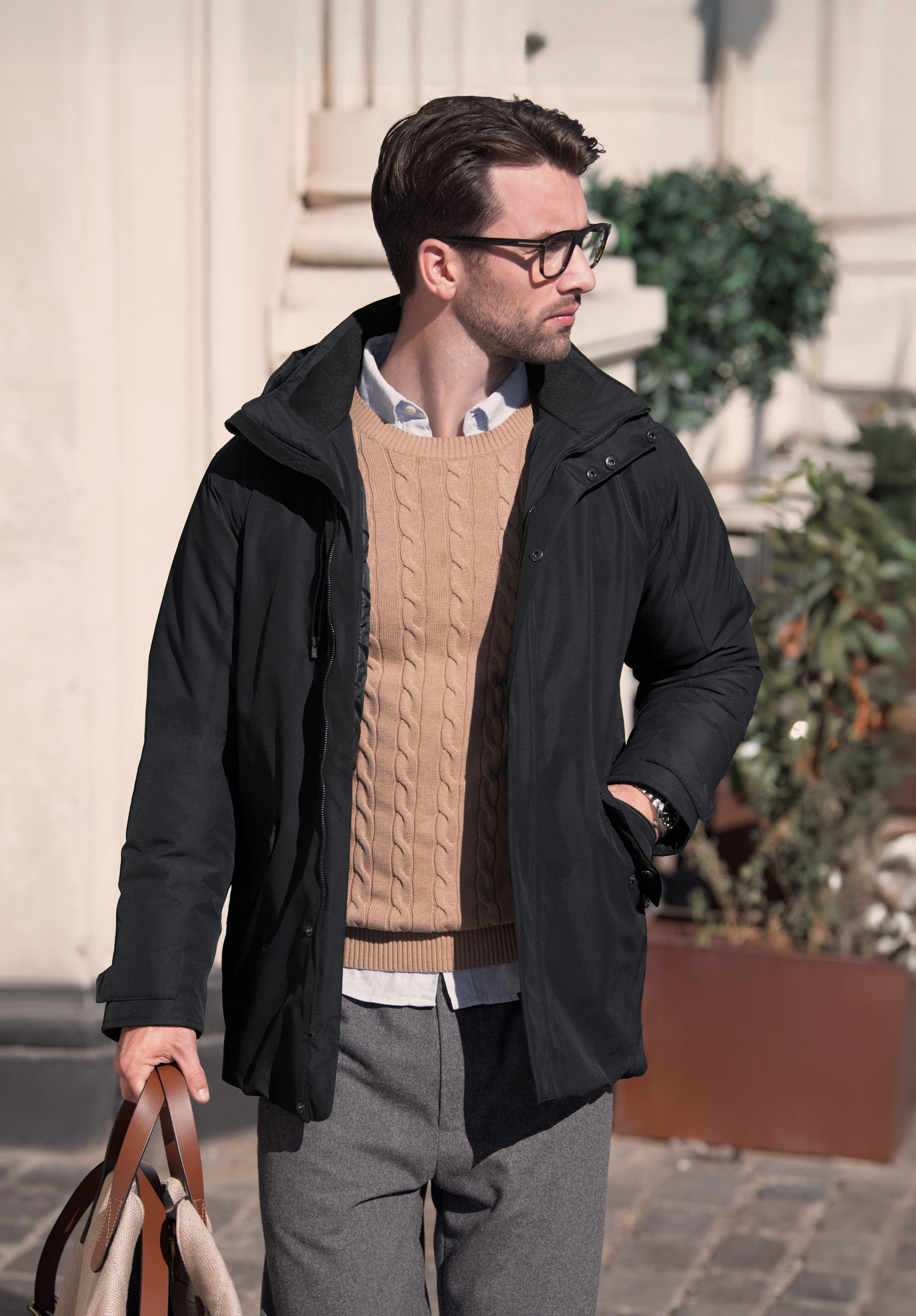 herren winterjacke - größe: l farbe: schwarz