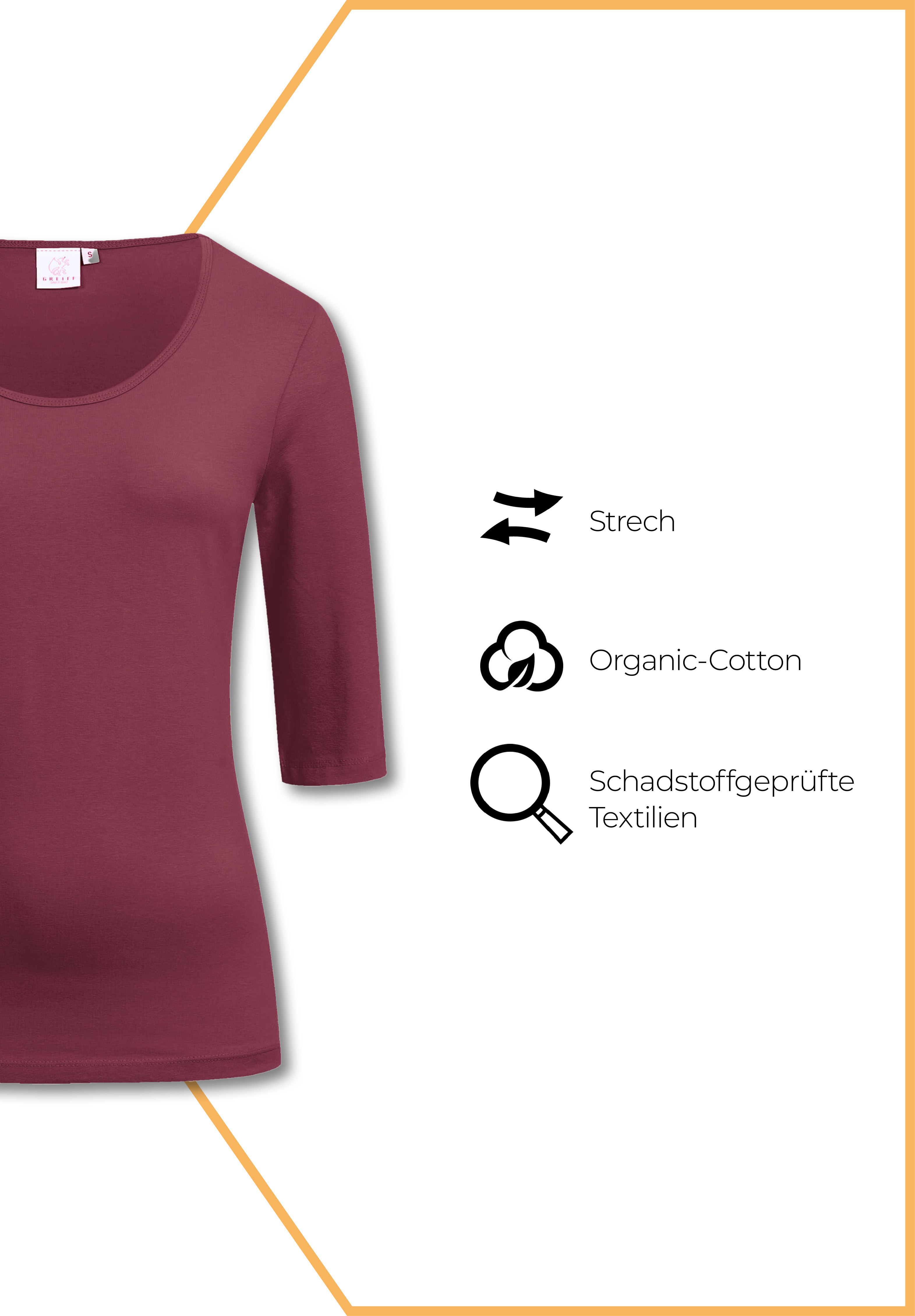 Damen Shirt 3/4 - taupe - S