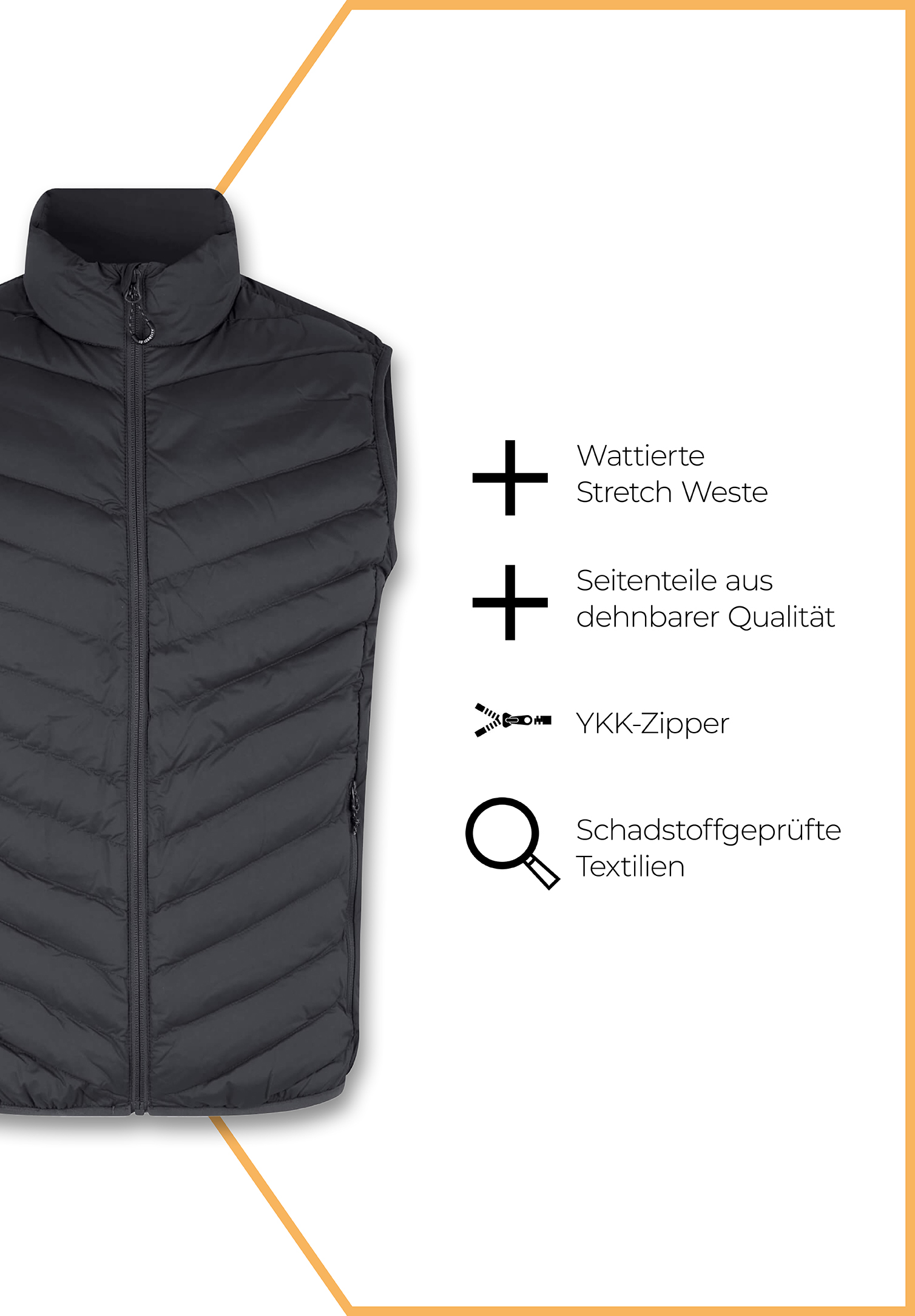 herren weste - wattiert - grau - s