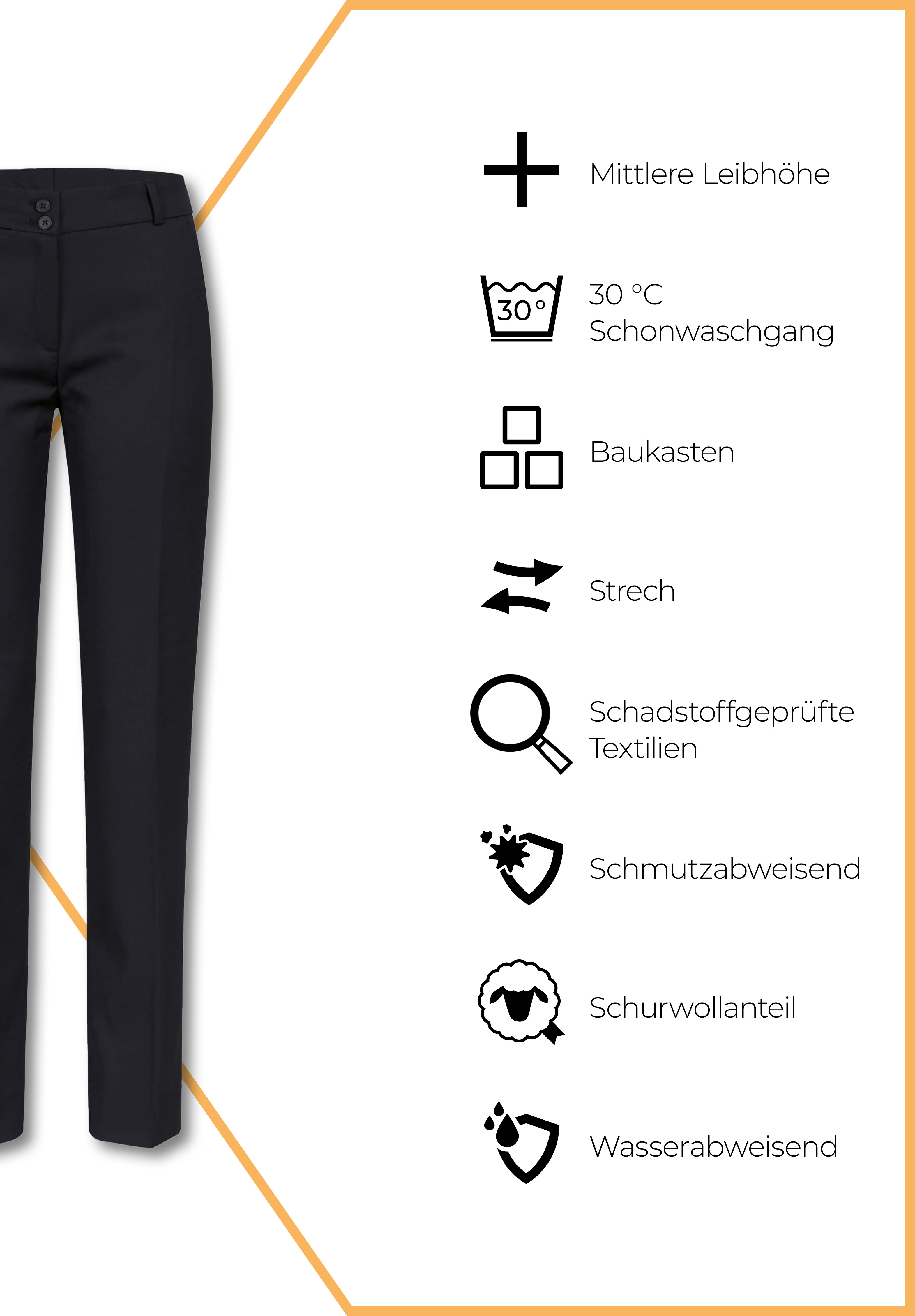 Vita Hose Slim Fit - schwarz - 38