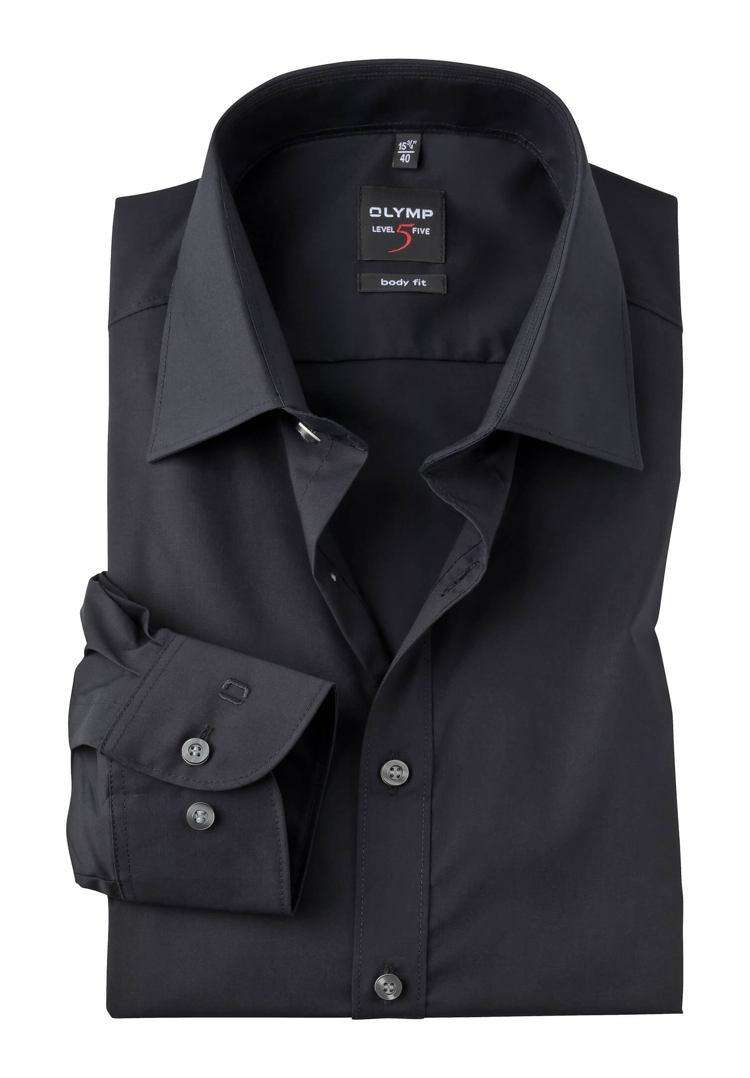 olymp level 5 slim fit langarm - armlänge extra lang 69cm - schwarz - 44