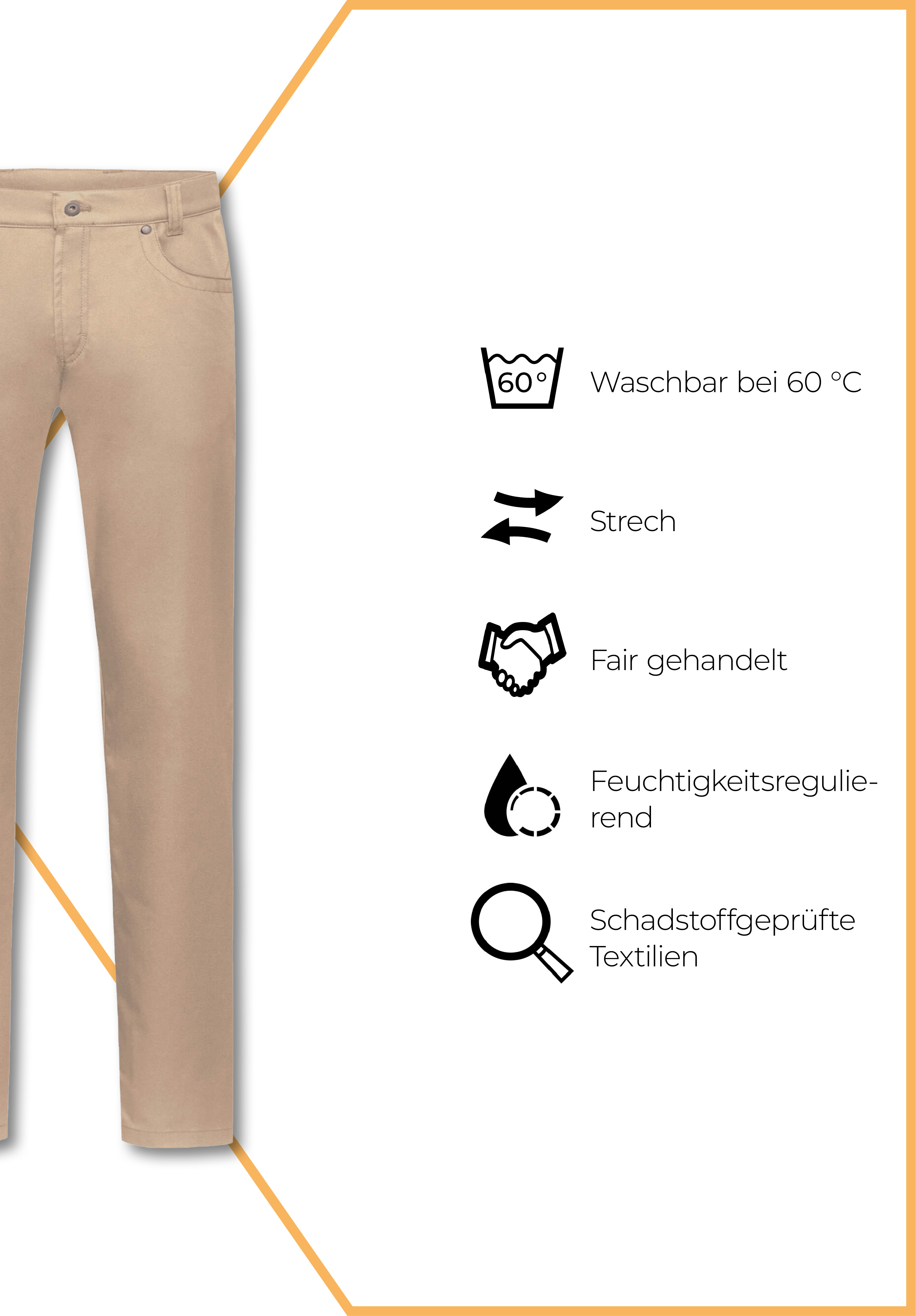 herren casual 5-pocket hose modern fit - sand - 106