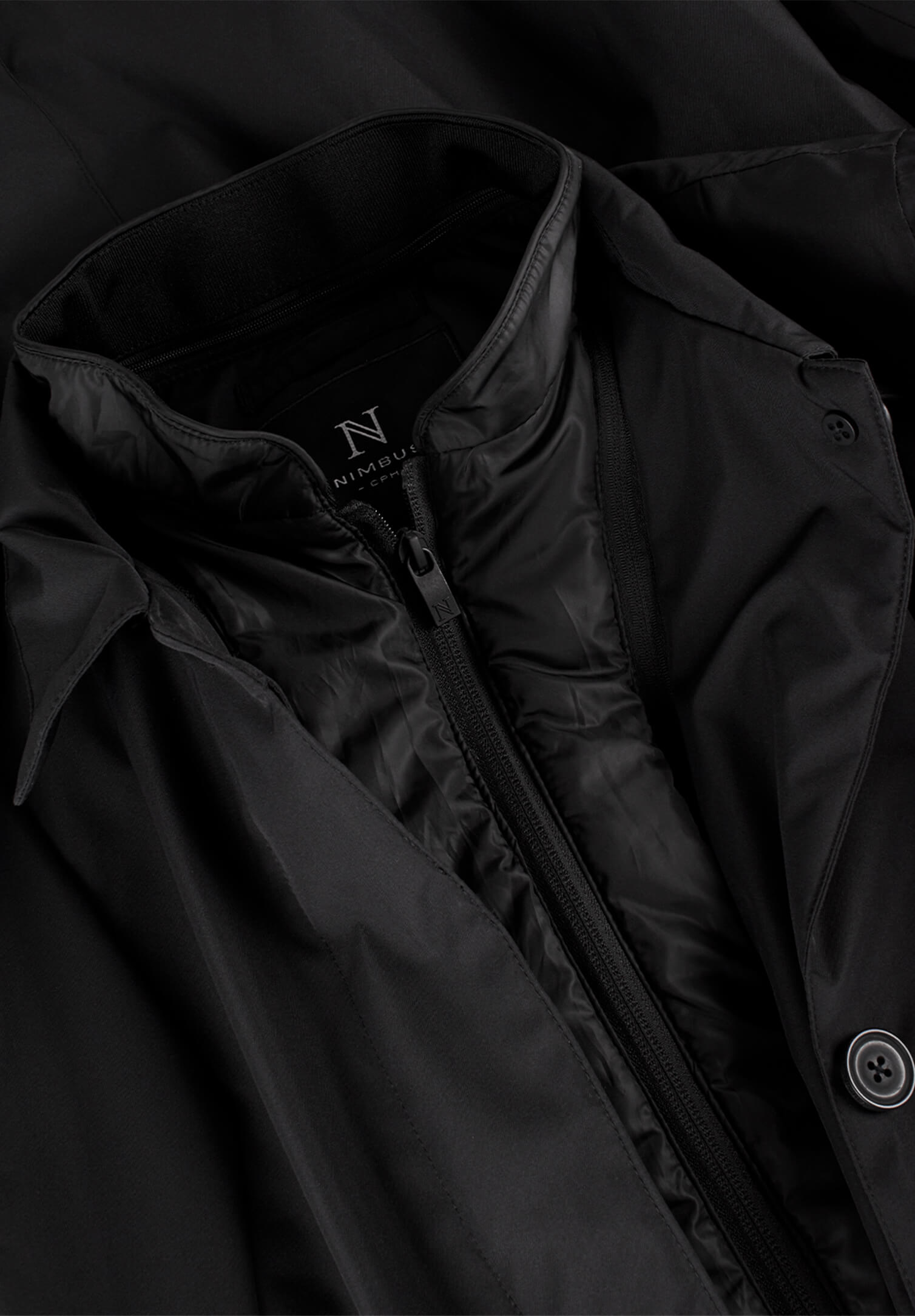 damen long jacket mit windleiste - schwarz - xs