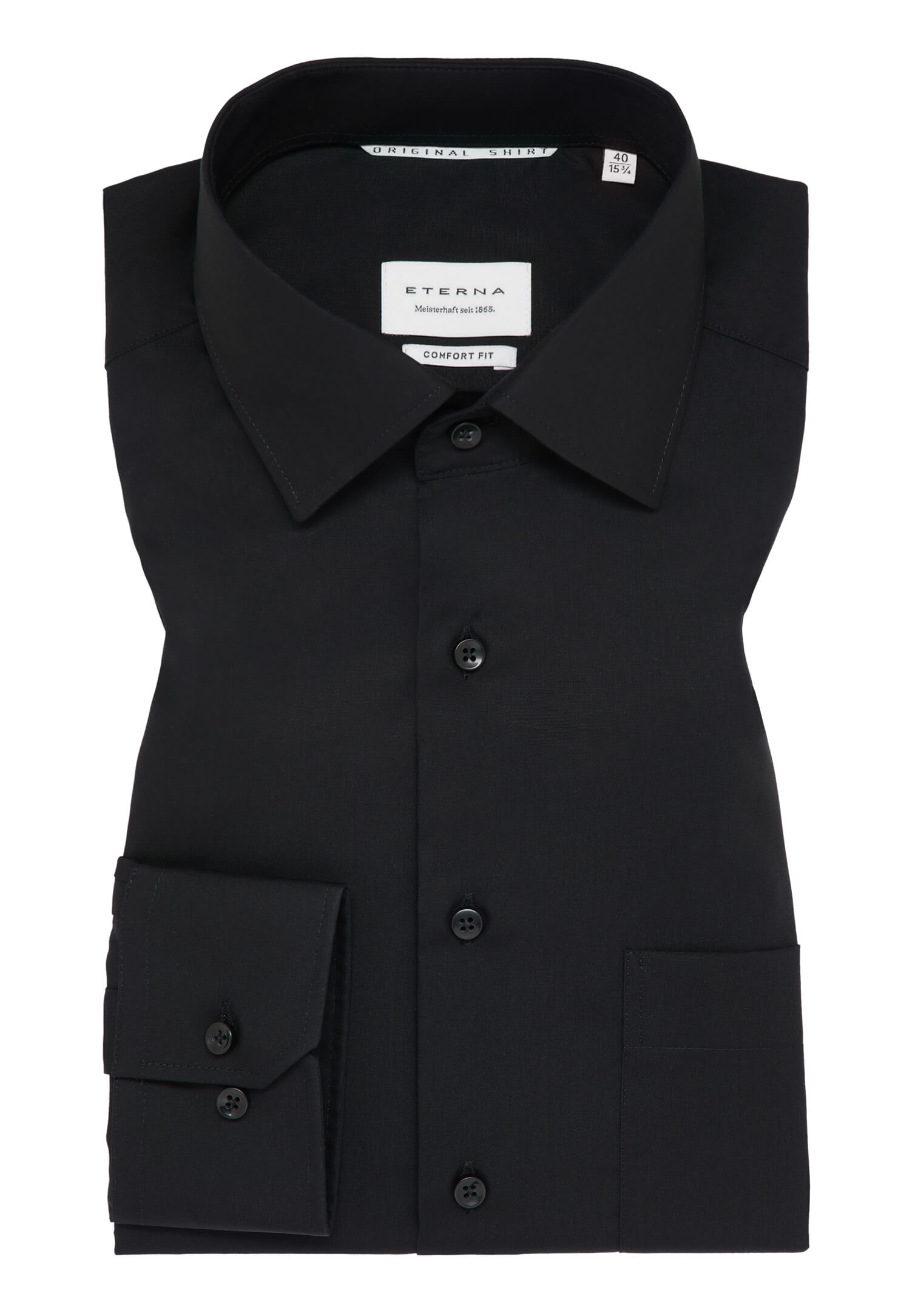 eterna hemd comfort fit langarm - schwarz - 43