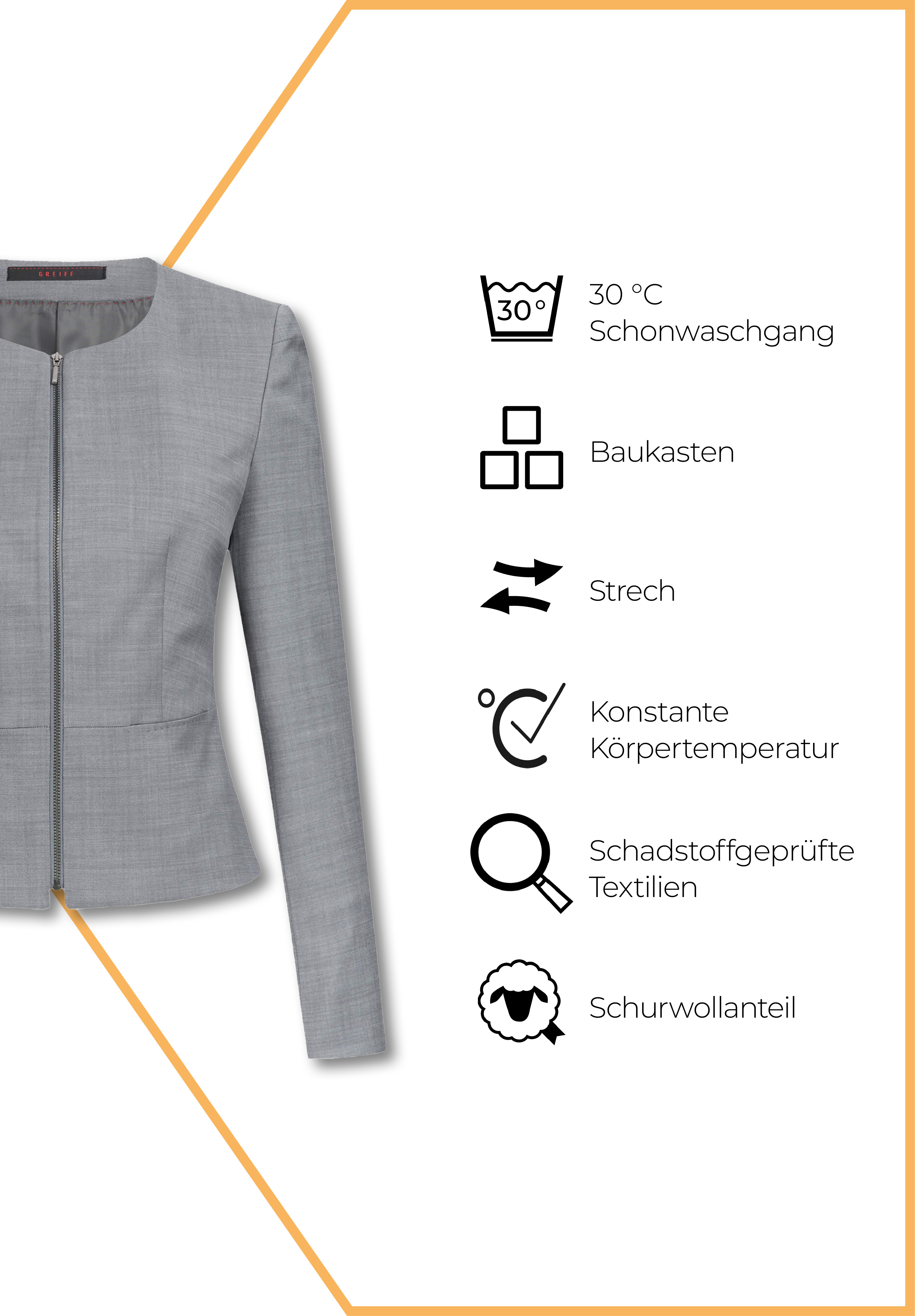 aeria zipp blazer slim fit - hellgrau - 36