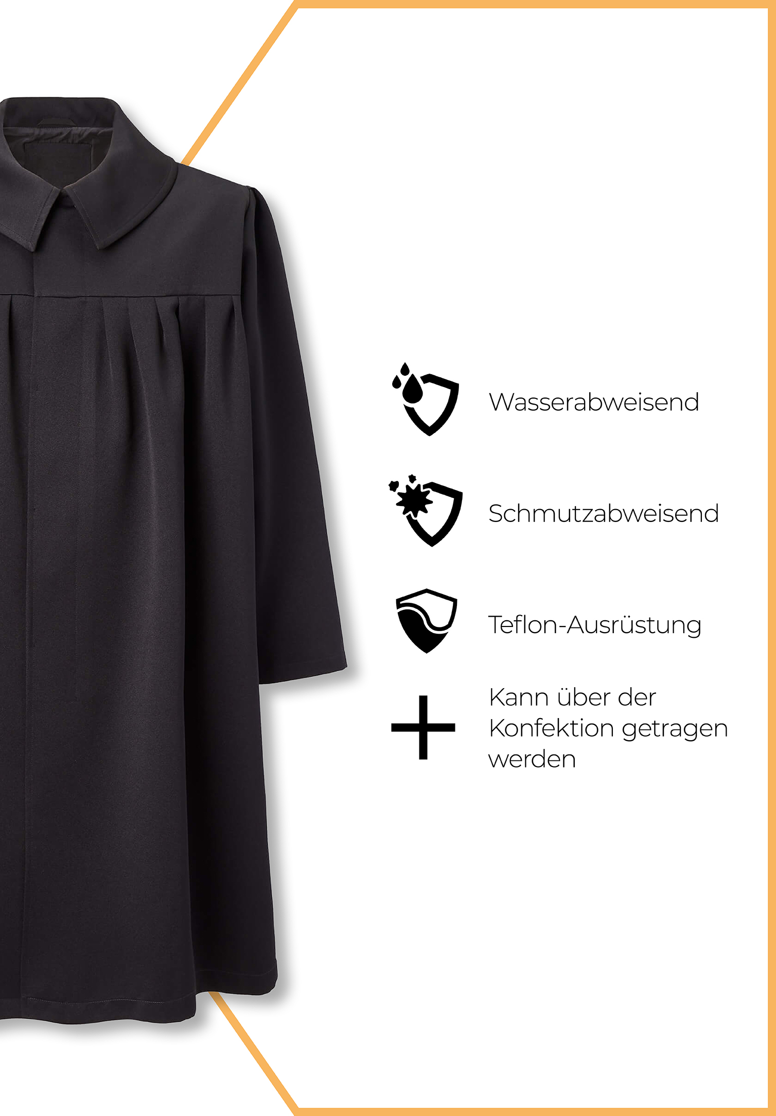 talar classic - ausführung mit abnähern - schwarz - xl