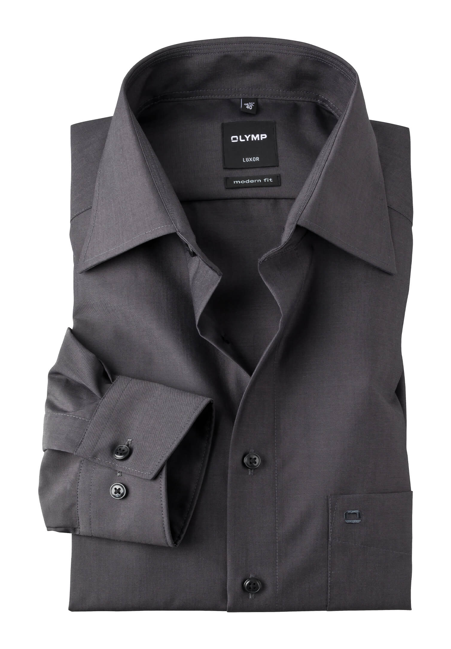 olymp luxor hemd chambray modern fit langarm - armlänge normal - anthrazit - 38
