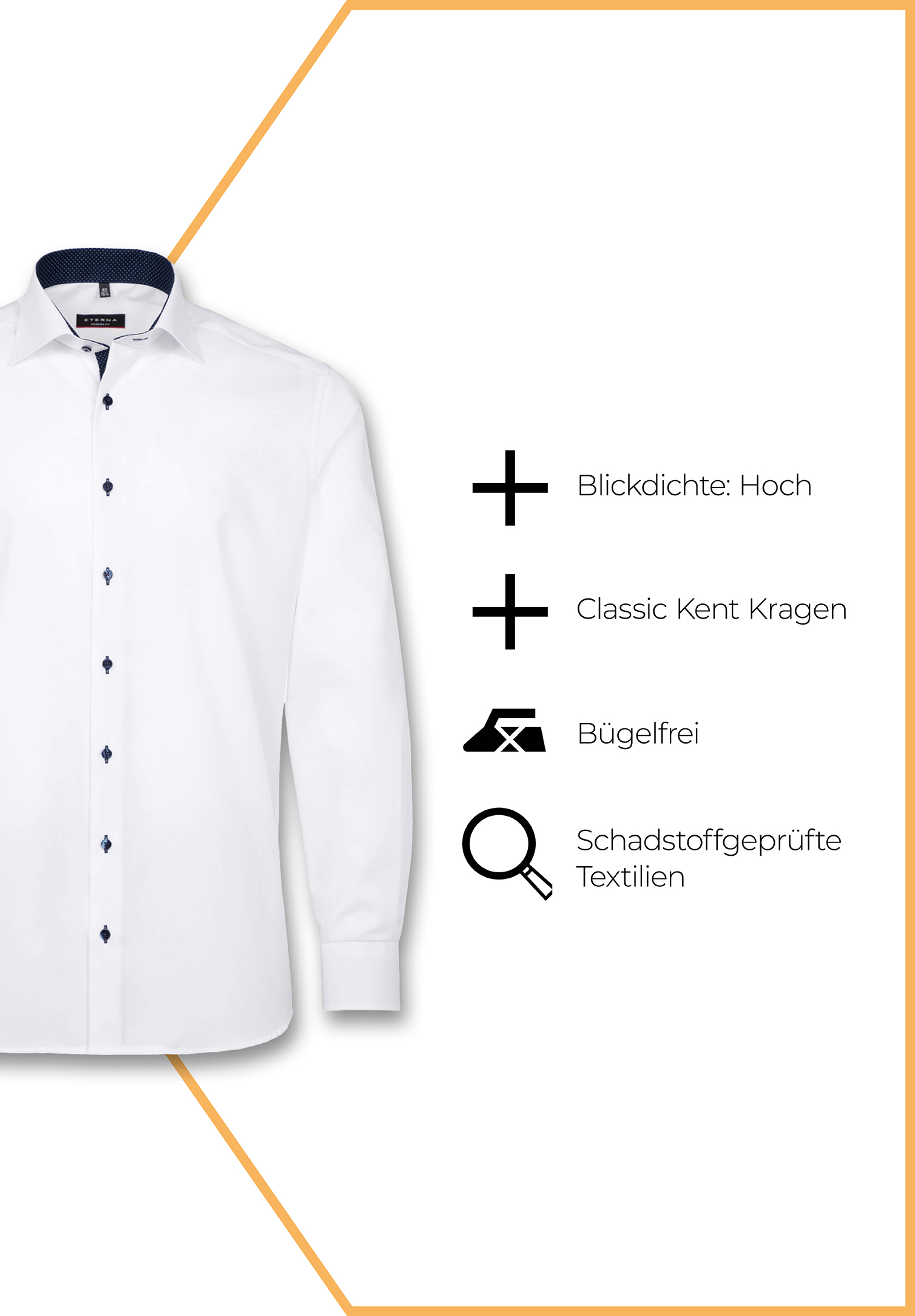 eterna hemd pinpoint modern fit langarm - weiß - 46 - extra lang 68cm