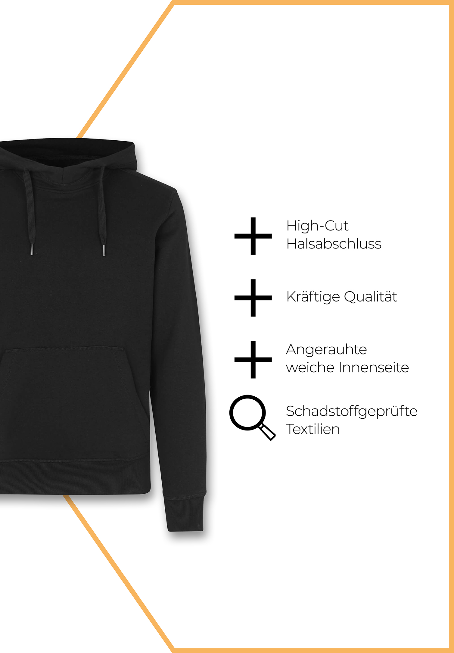 herren hoodie high-cut - schwarz - 6xl