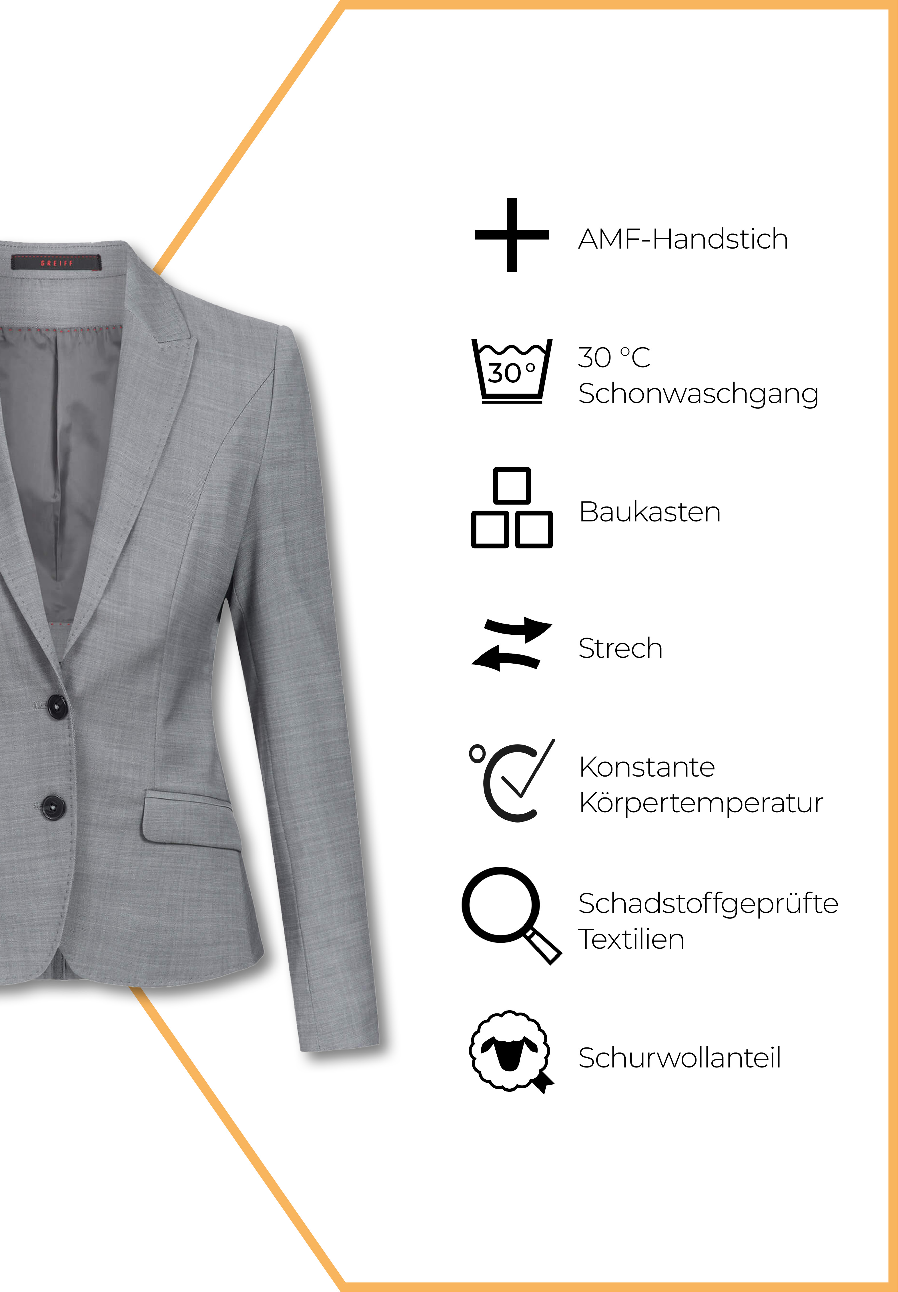 aeria blazer slim fit - hellgrau - 36