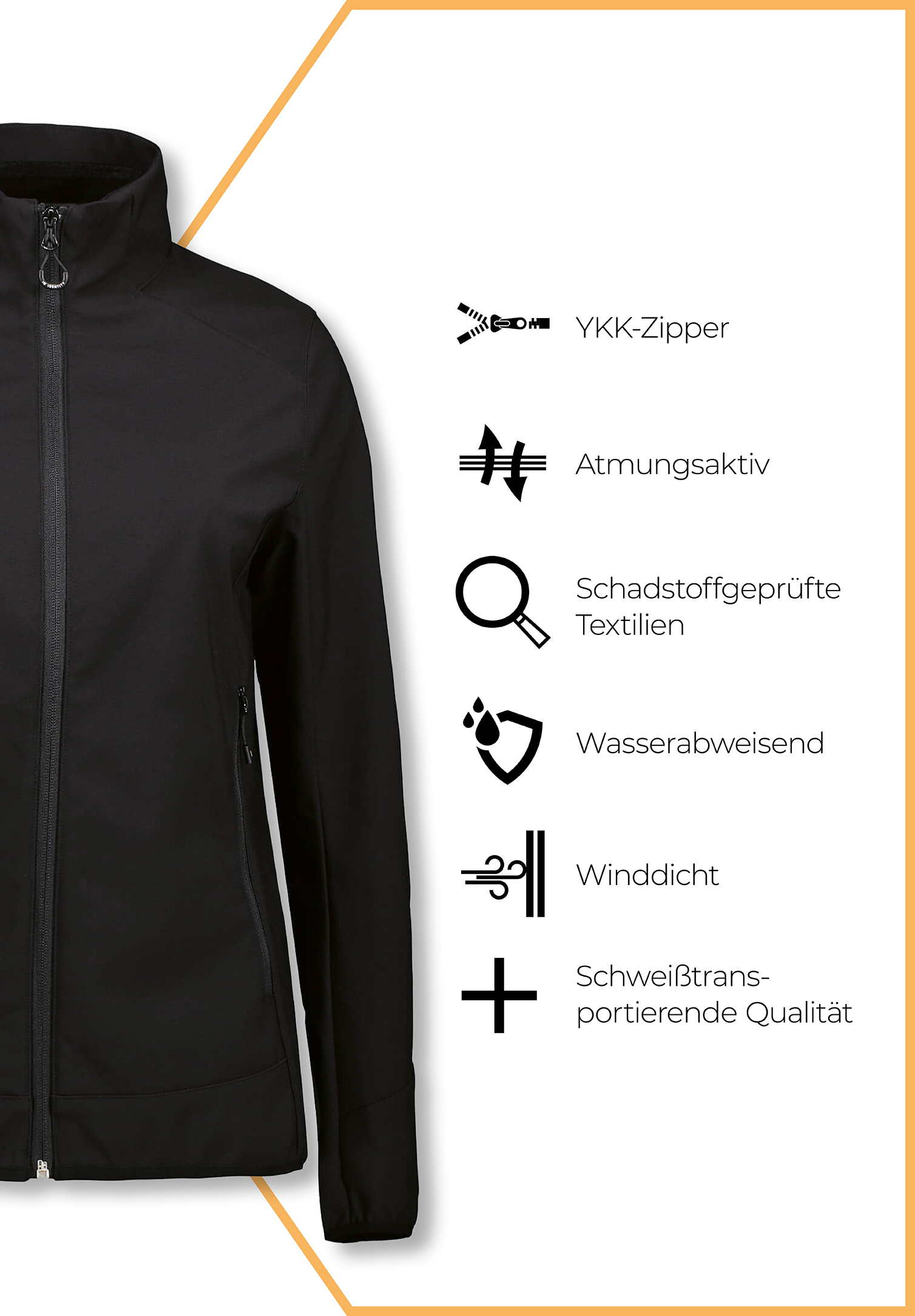 damen classic softshell-jacke - schwarz - l