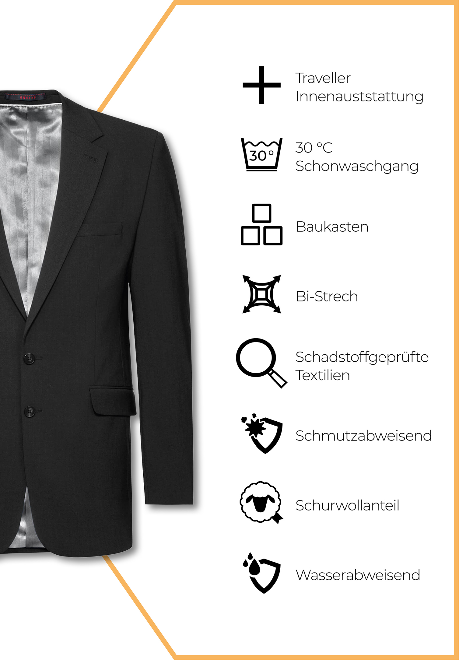 lux sakko modern fit - schwarz - 62