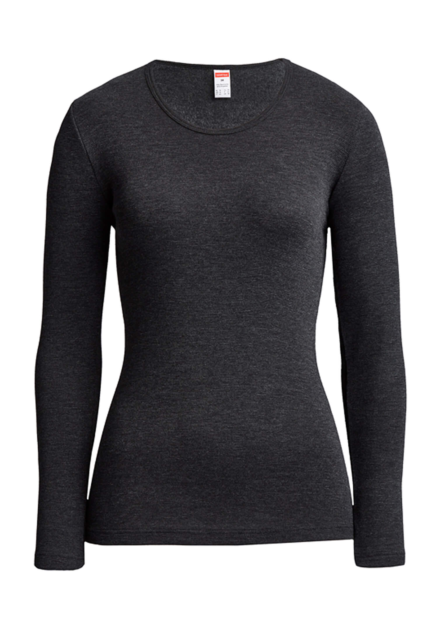 damen thermo langarmshirt - schwarz melange - 36