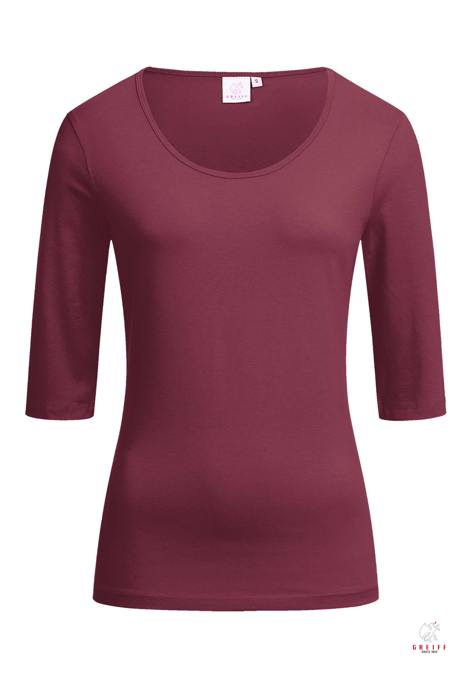 Damen Shirt 3/4 - burgund - 3XL