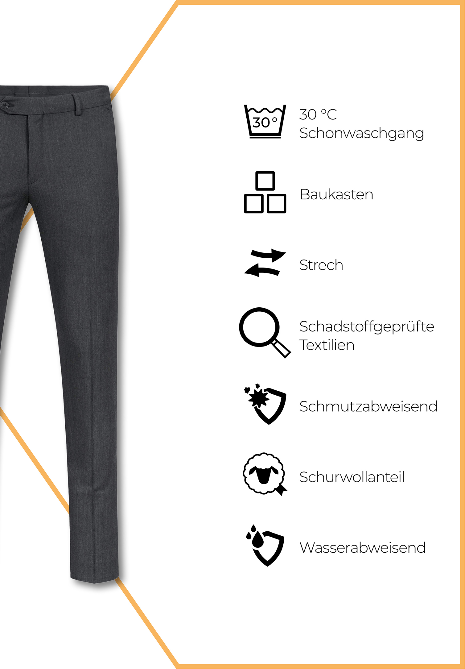 vito hose slim fit - anthrazit - 48