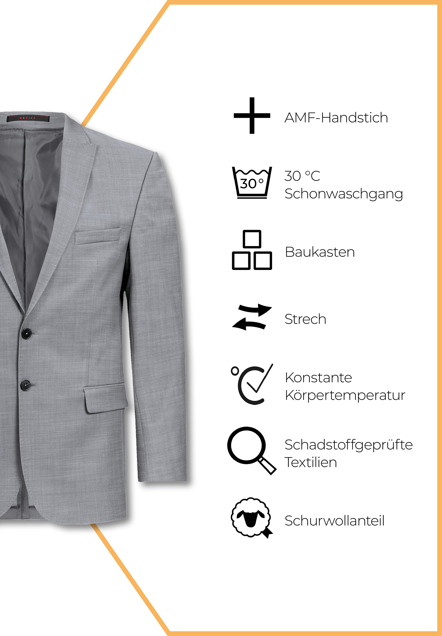 aerio sakko modern fit - hellgrau - 48