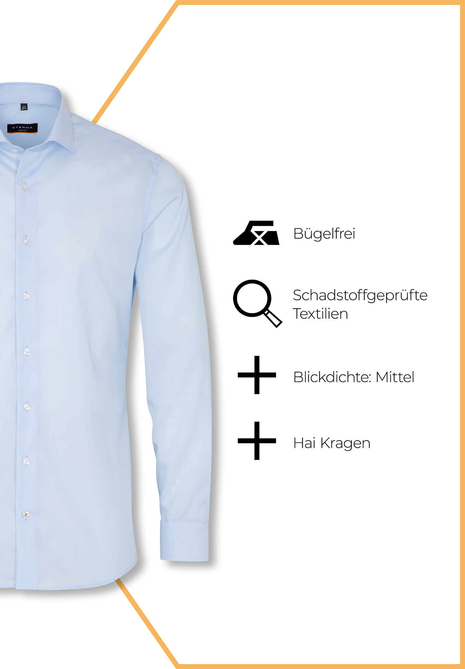 eterna hemd slim fit langarm - hellblau - 38