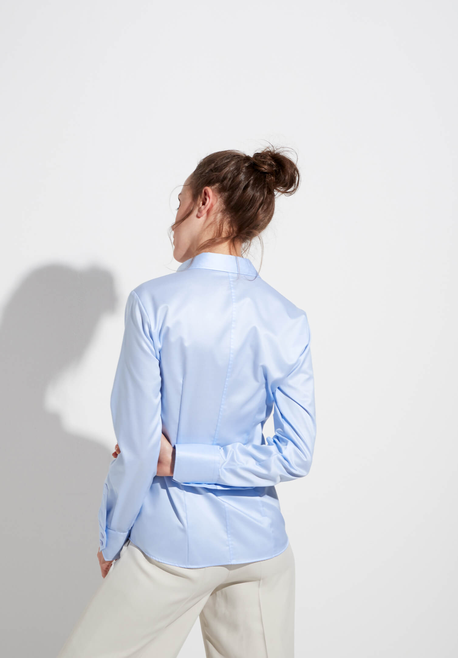 eterna blusen blickdicht slim fit langarm - hellblau - 40