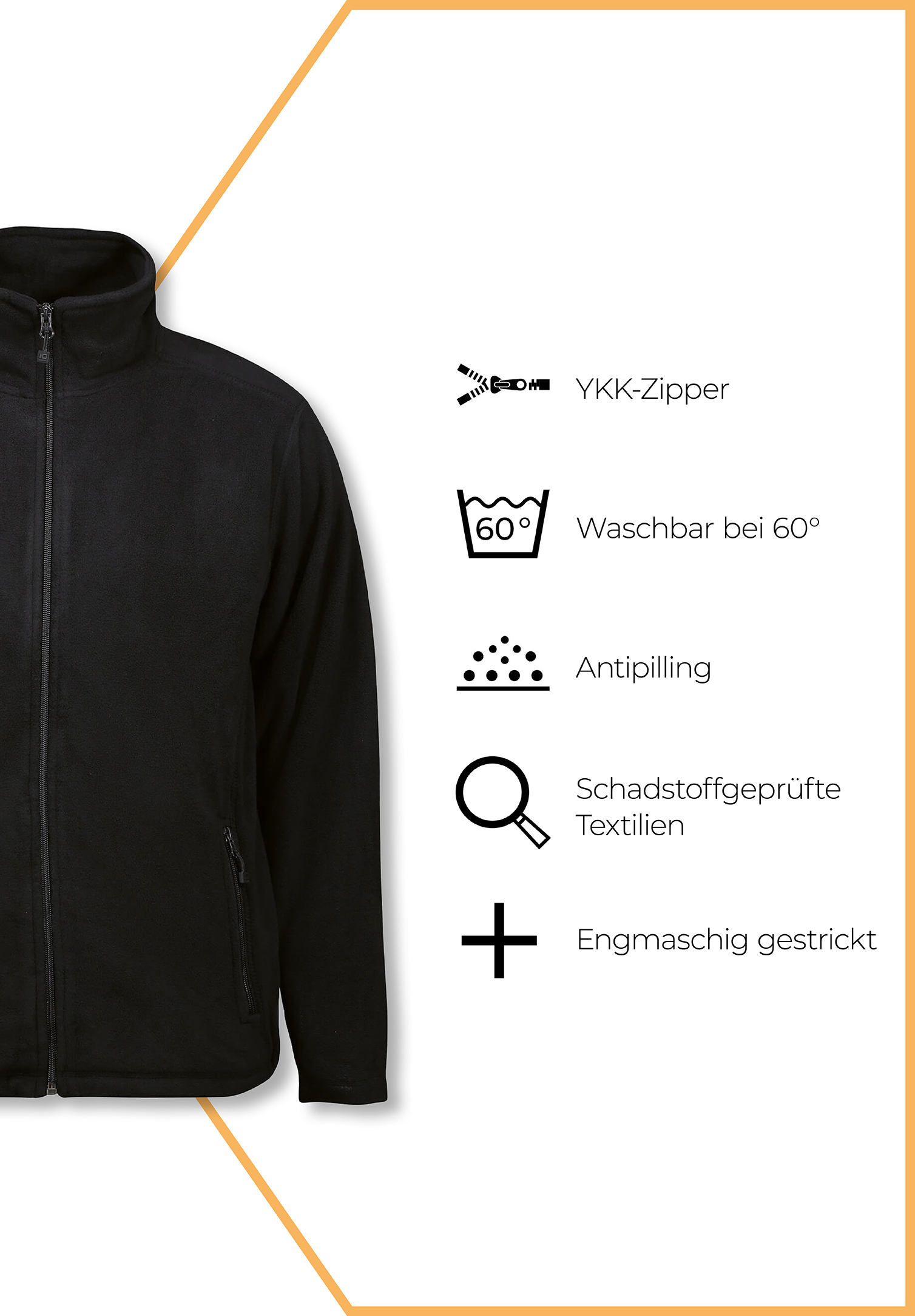 herren fleecejacke - schwarz - 2xl