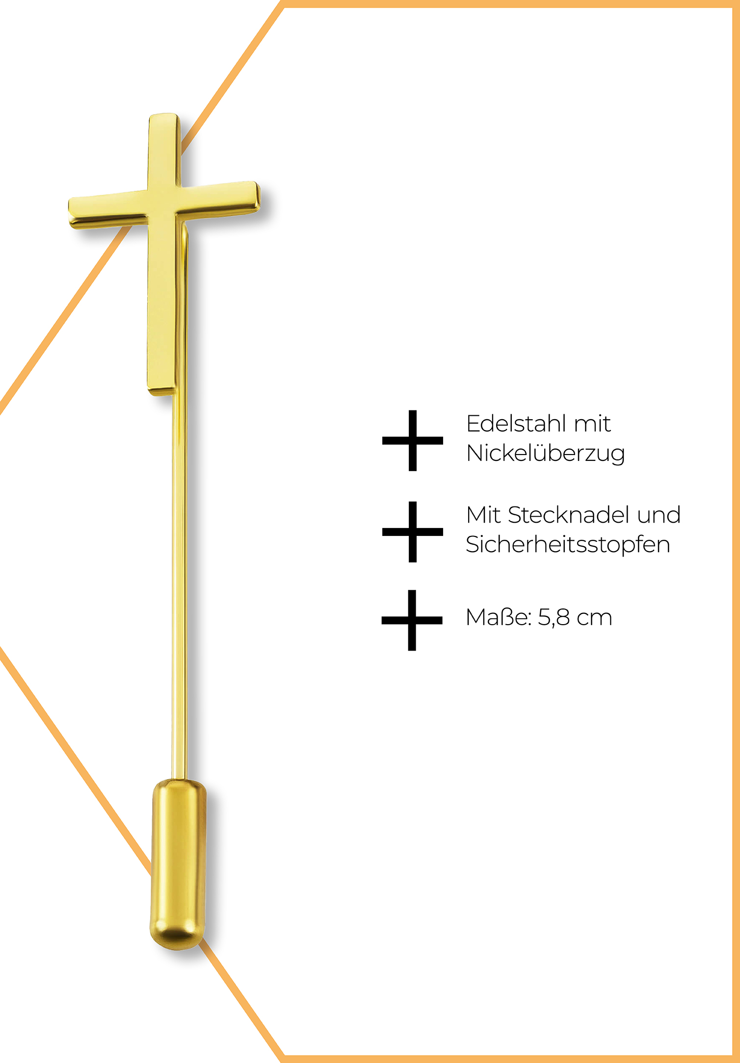 ansteckkreuz - gold - 5,8 cm