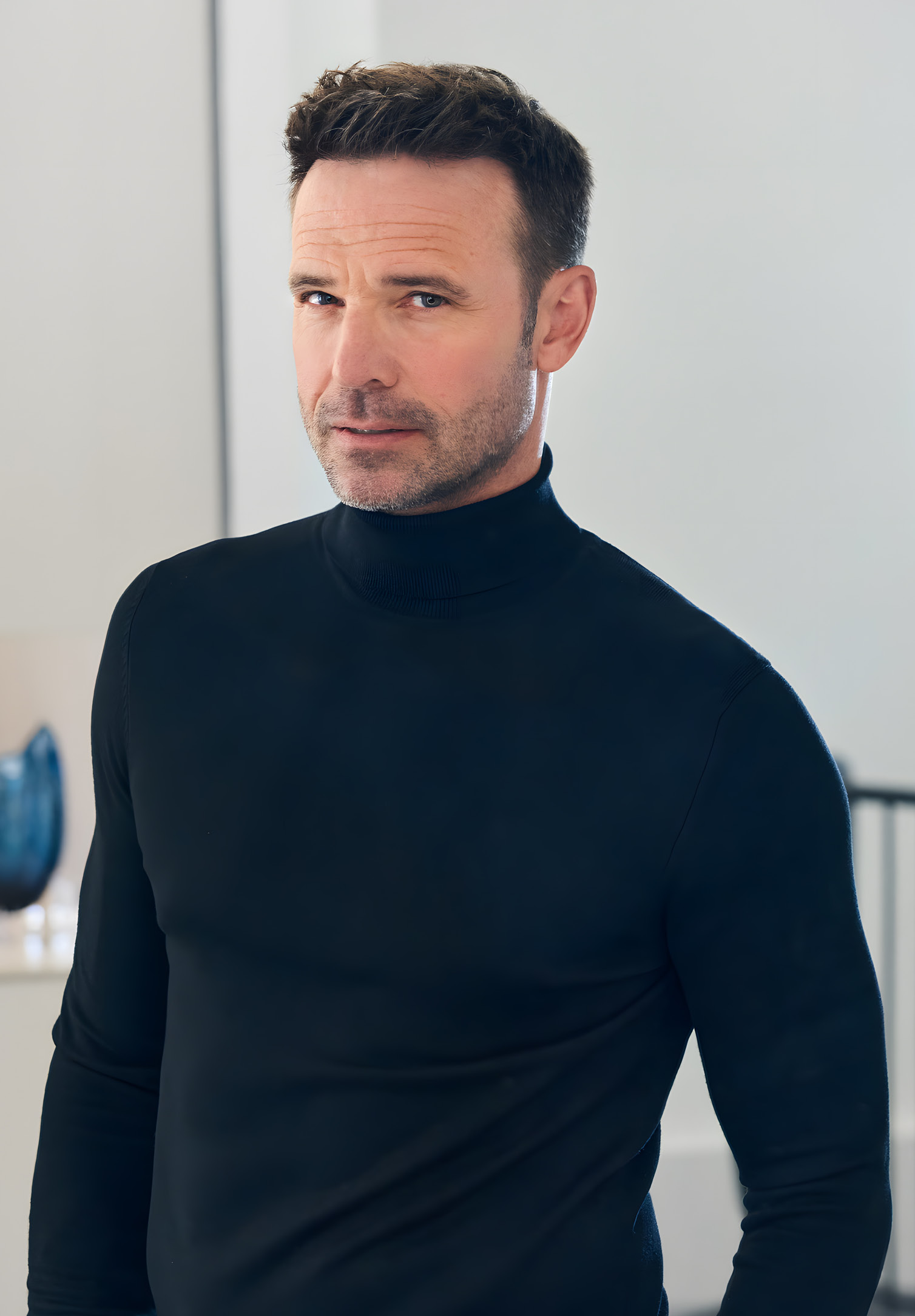 herren rollkragenpullover slim fit - schwarz - s
