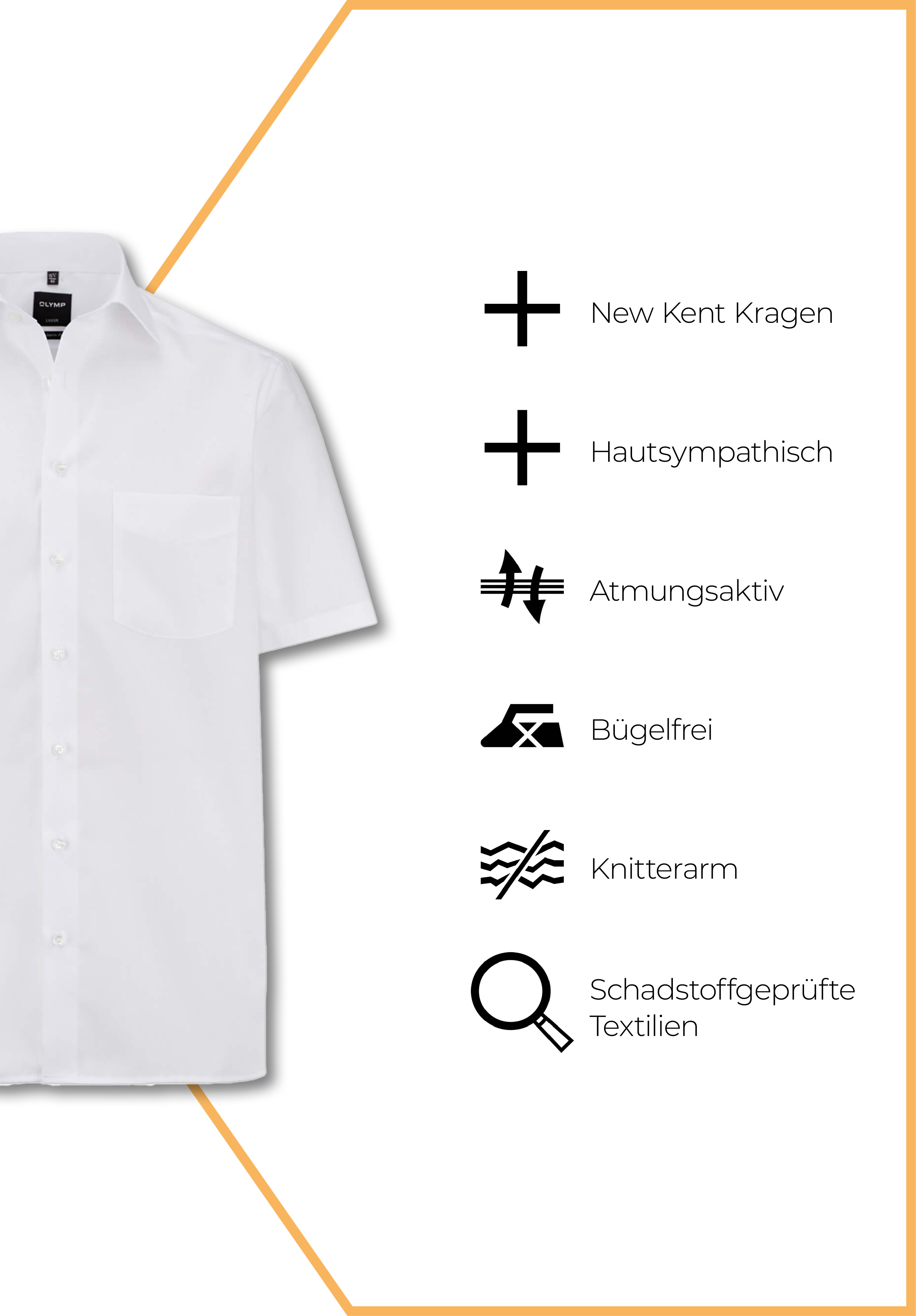 olymp luxor hemd uni modern fit kurzarm - weiß - 48