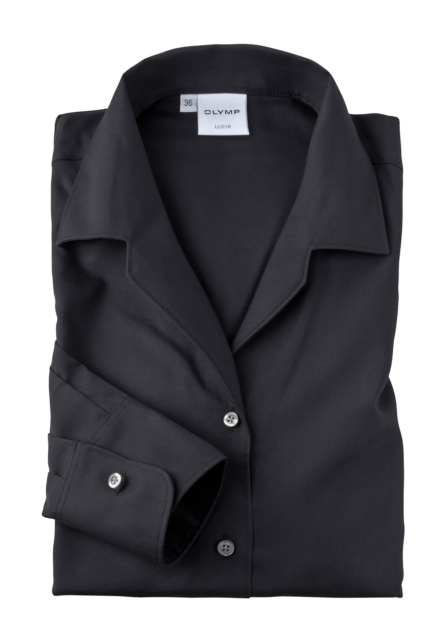 luxor bluse uni comfort fit langarm - schwarz - 46