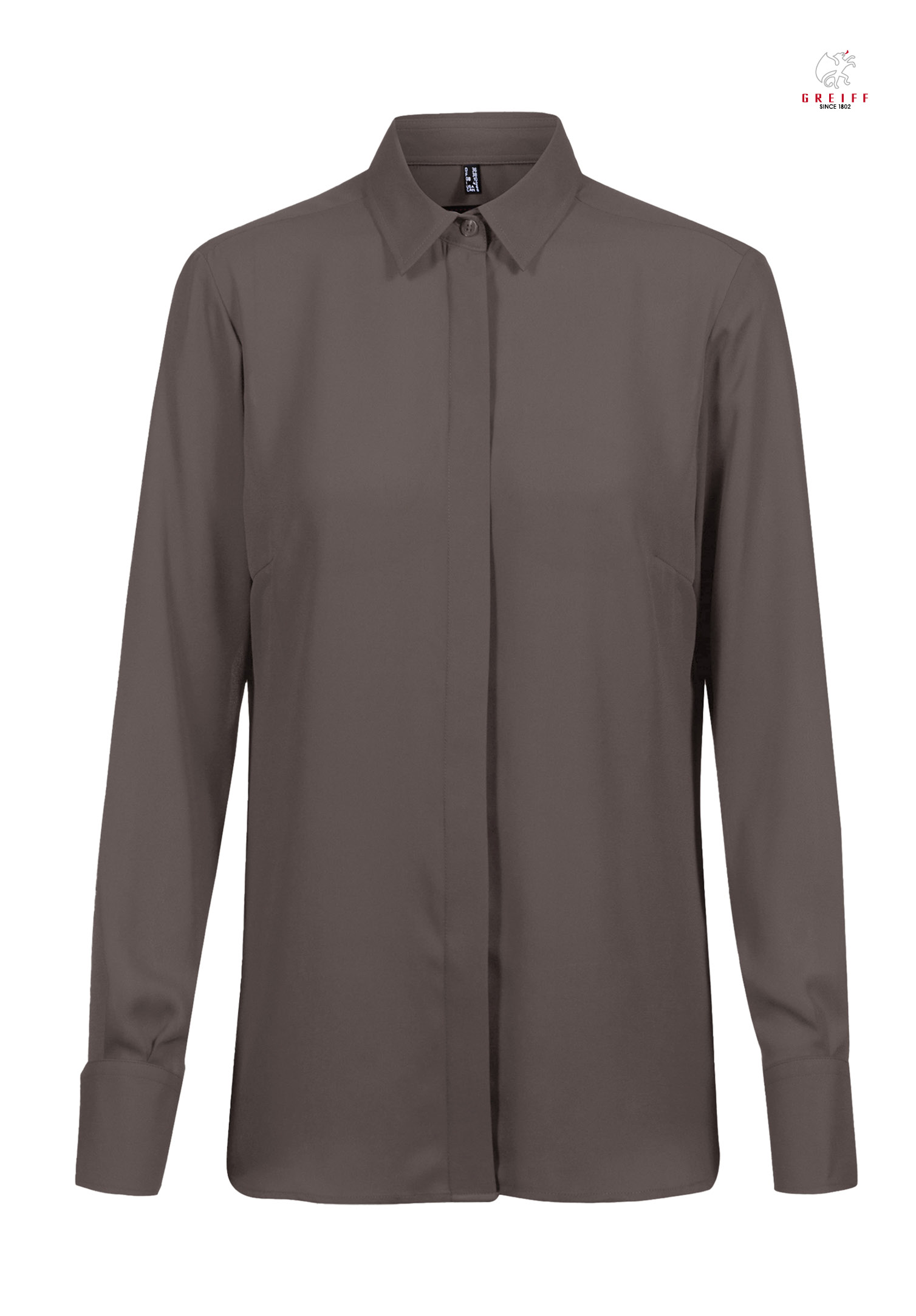 chiffon bluse verdeckte knopfleiste - taupe - 32