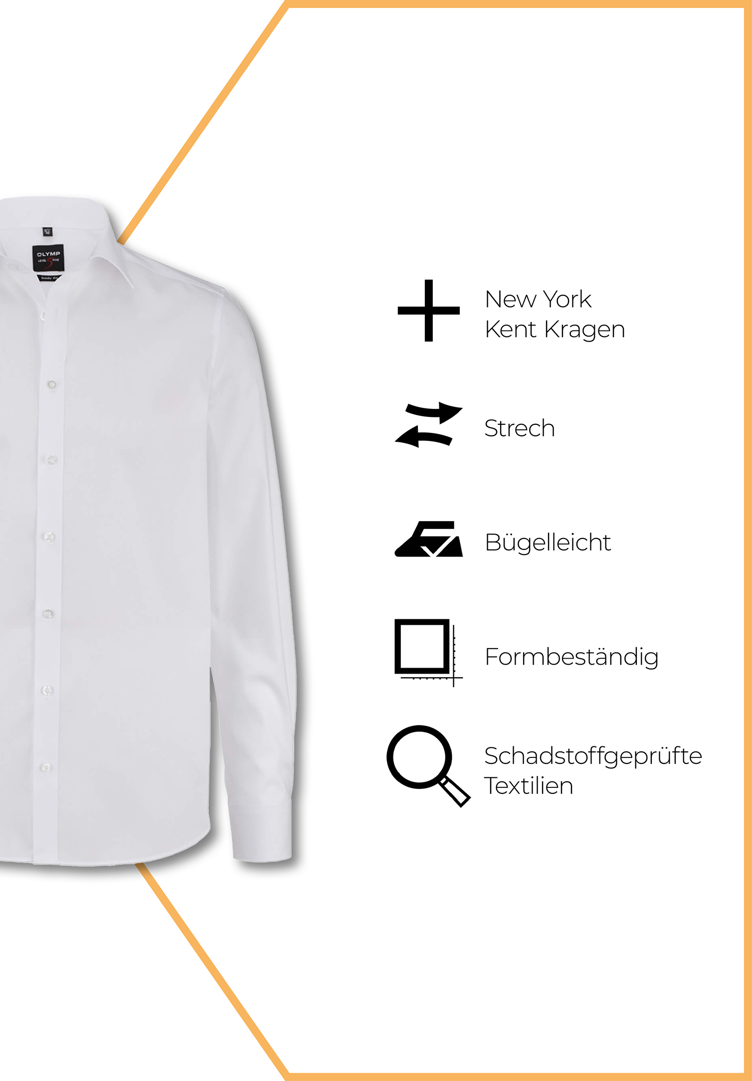 olymp level 5 slim fit langarm - armlänge extra lang 69cm - weiß - 41