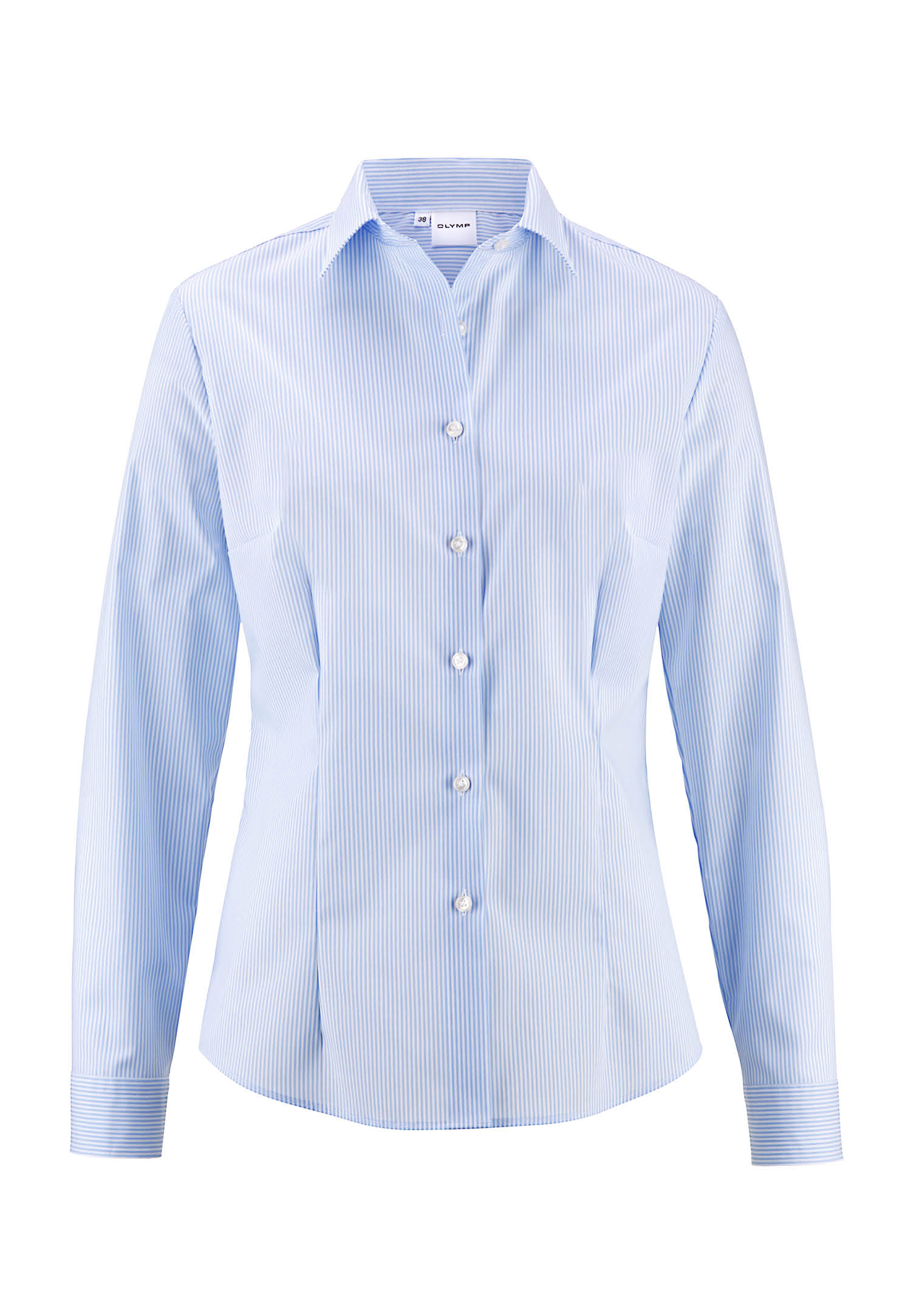 olymp bluse luxor streifen modern fit langarm - hellblau / weiß gestreift - 40