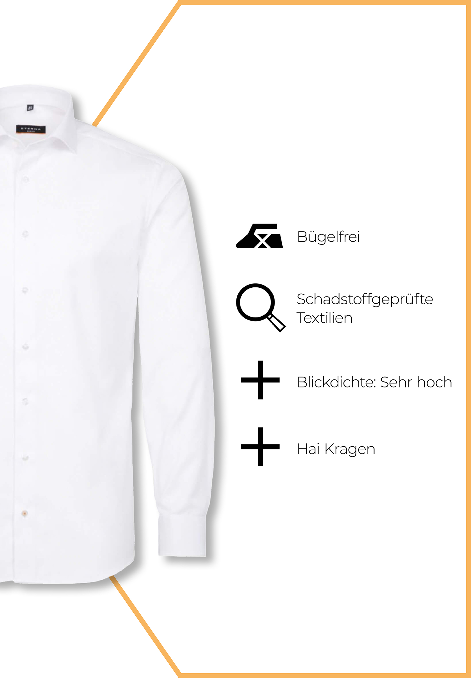 eterna hemd blickdicht slim fit langarm - armlänge super lang 70cm - weiß - 40