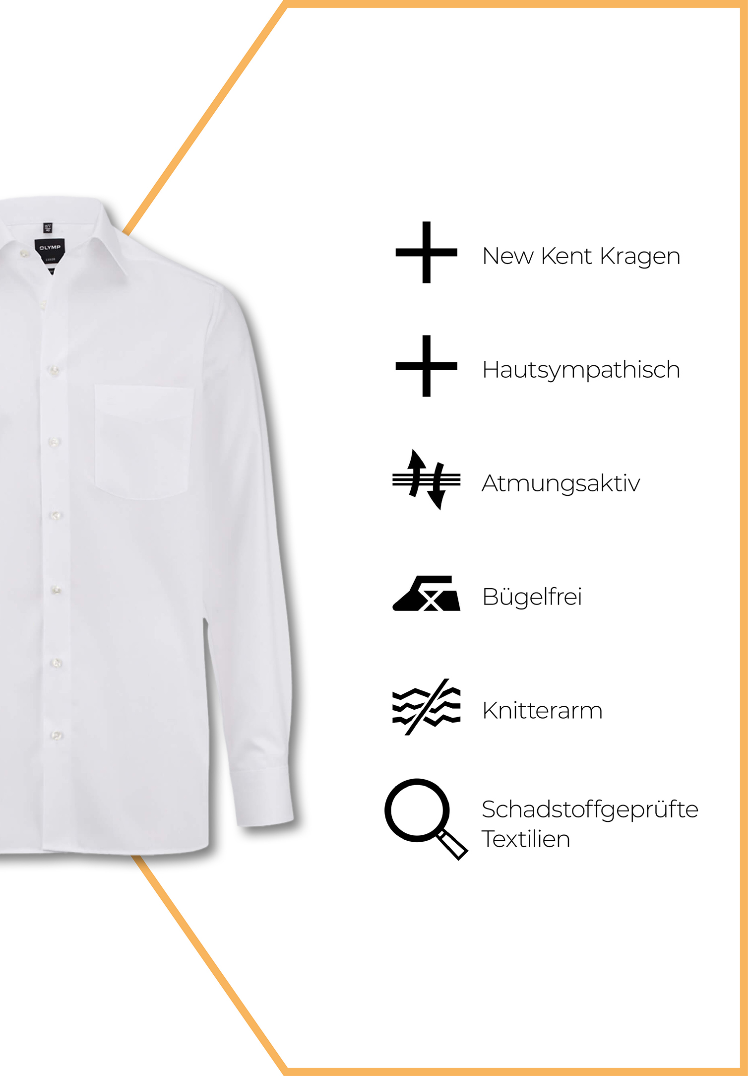 olymp luxor hemd uni modern fit langarm - armlänge normal - weiß - 47