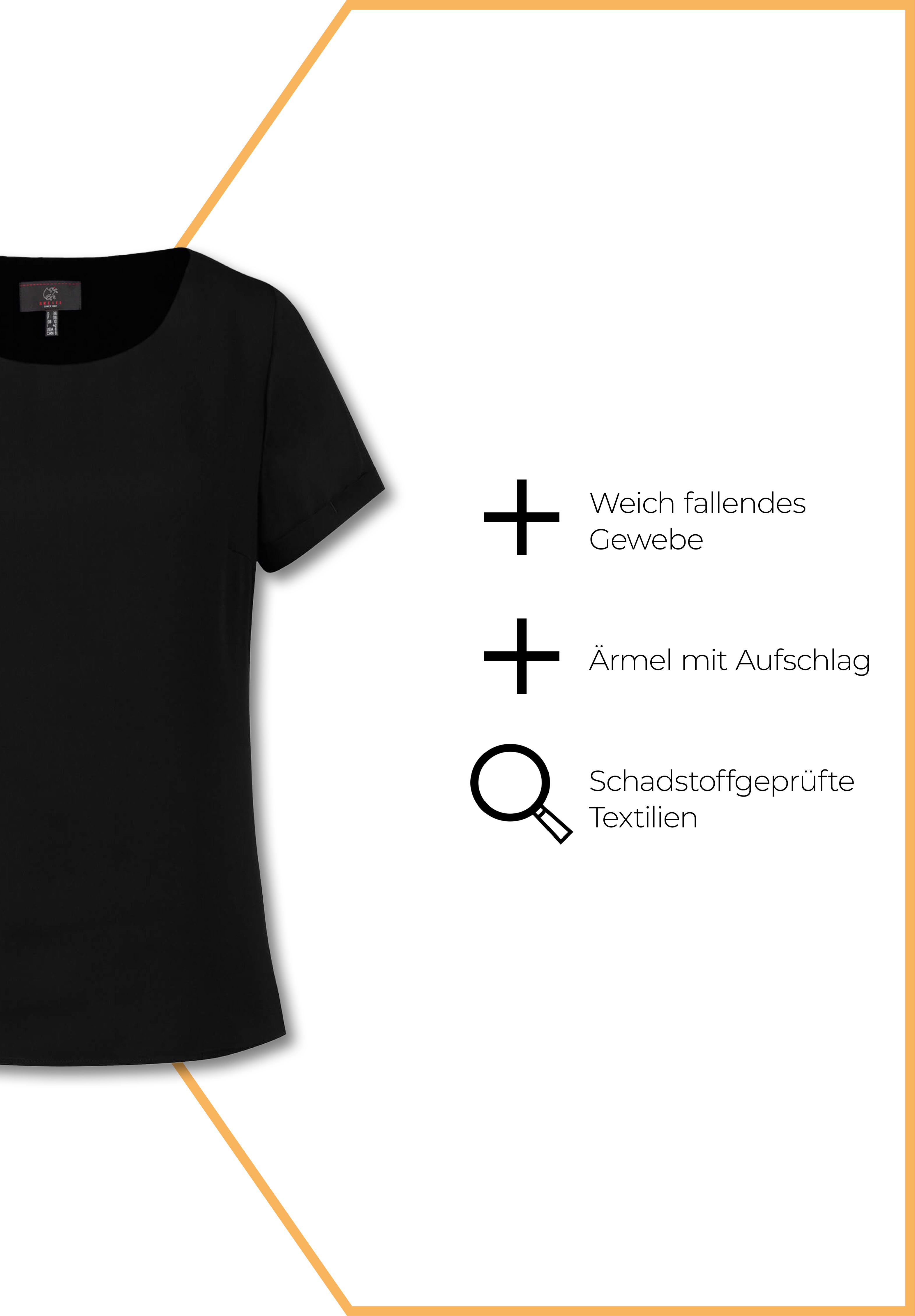 Chiffon Shirt Kurzarm - schwarz - 50