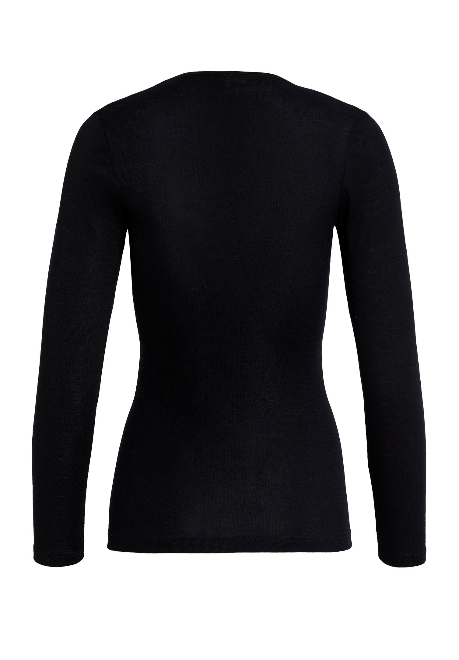 damen langarmshirt merino - schwarz - 38