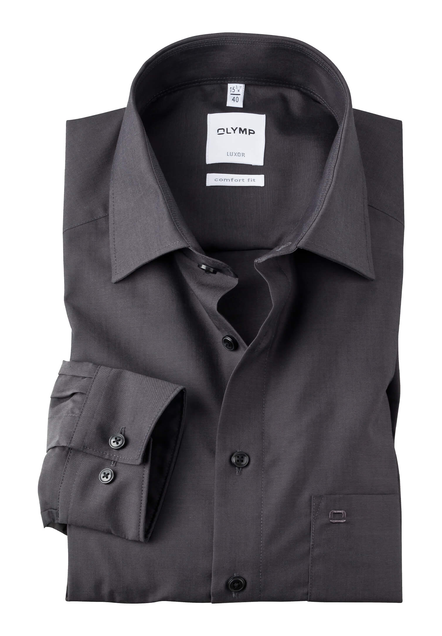 olymp luxor hemd chambray comfort fit langarm - armlänge normal - anthrazit - 41