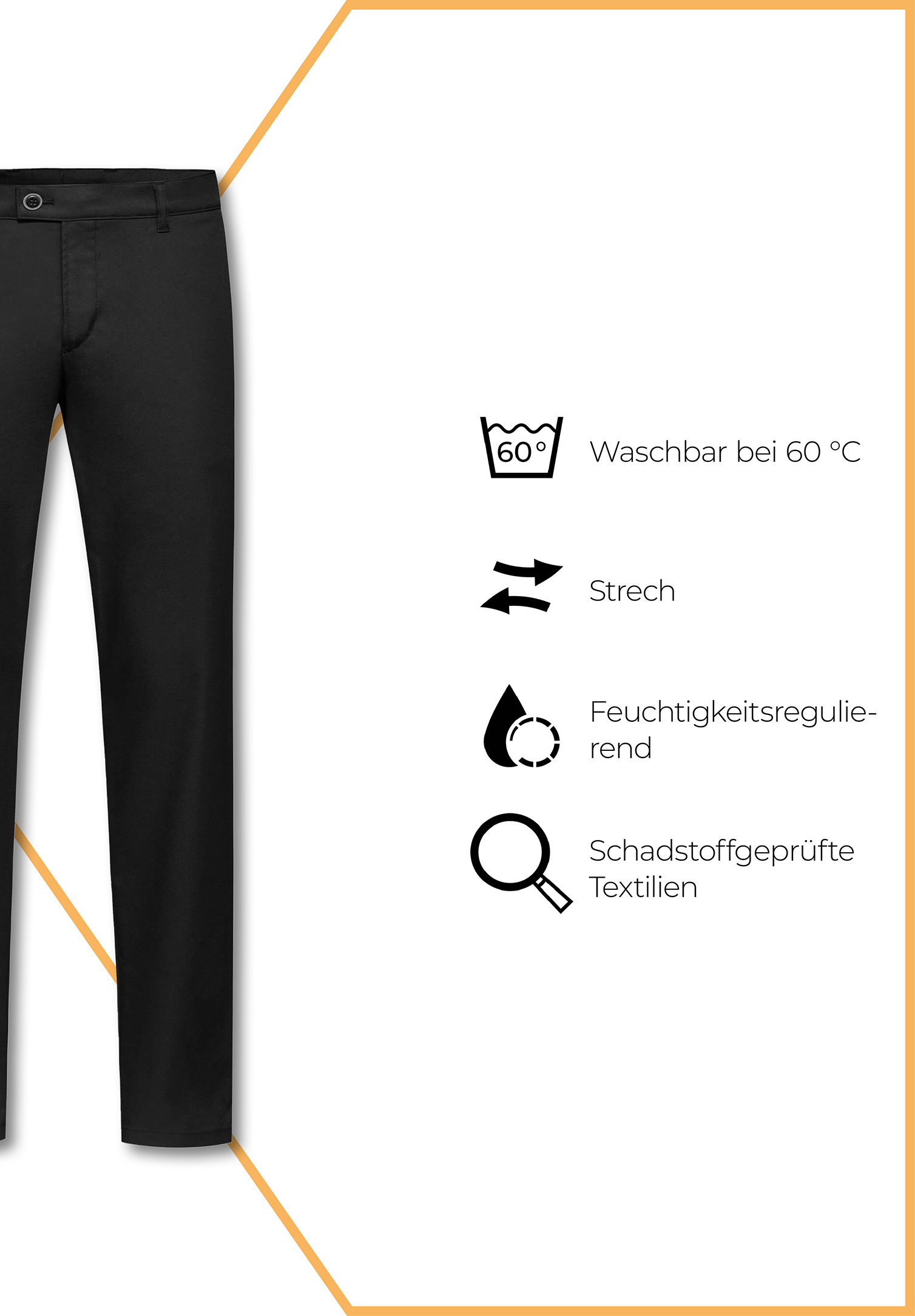 herren chino hose modern fit - schwarz - 48