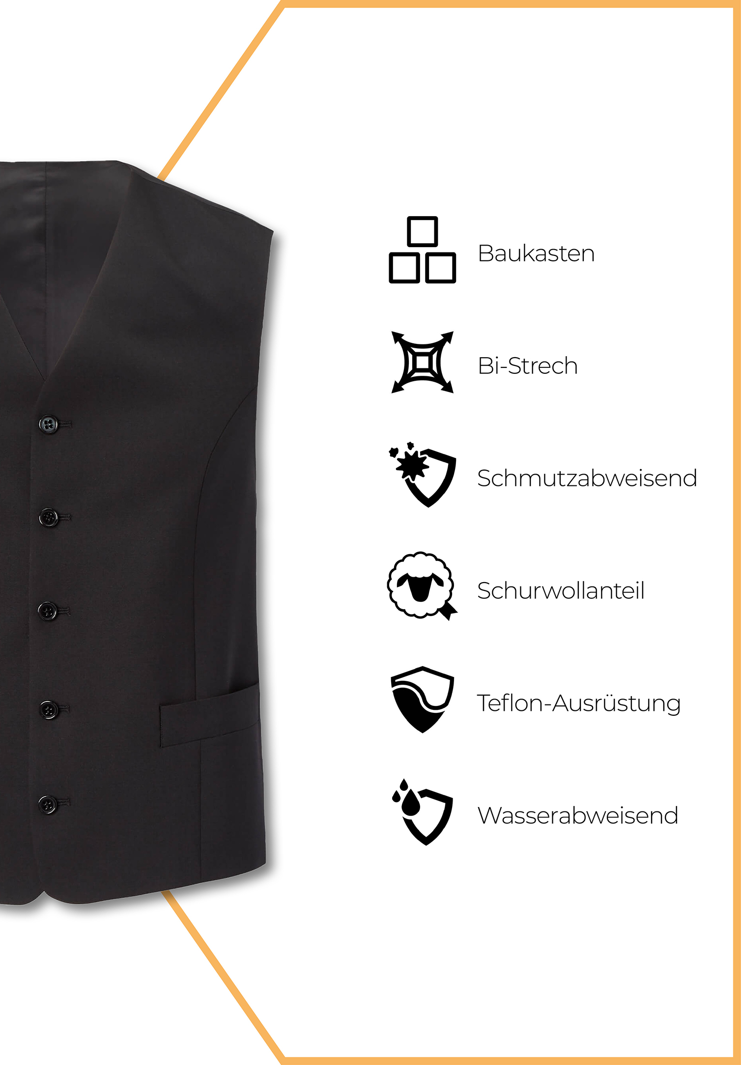 vanitas weste comfort fit - schwarz - 25