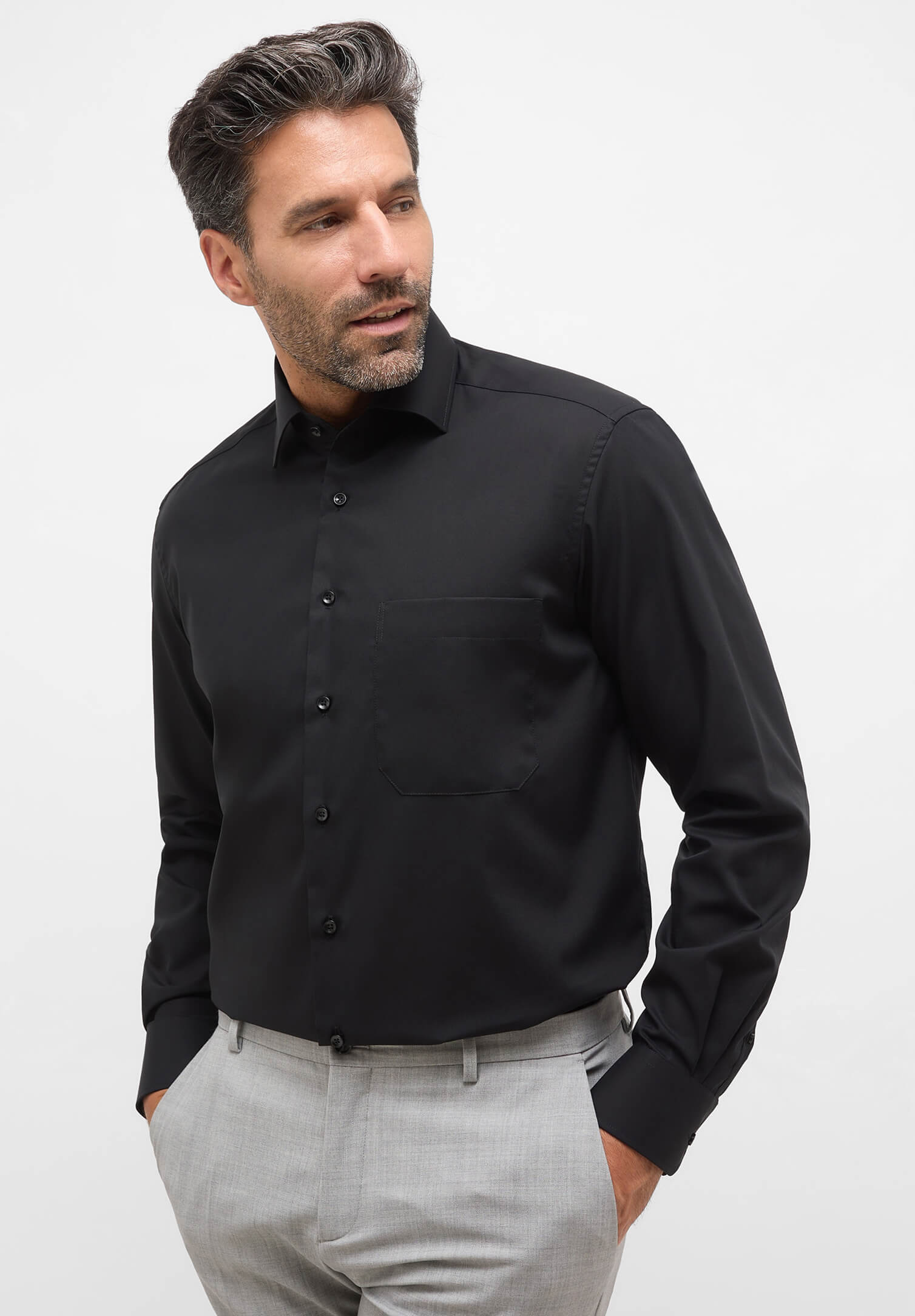 eterna hemd comfort fit langarm - schwarz - 43