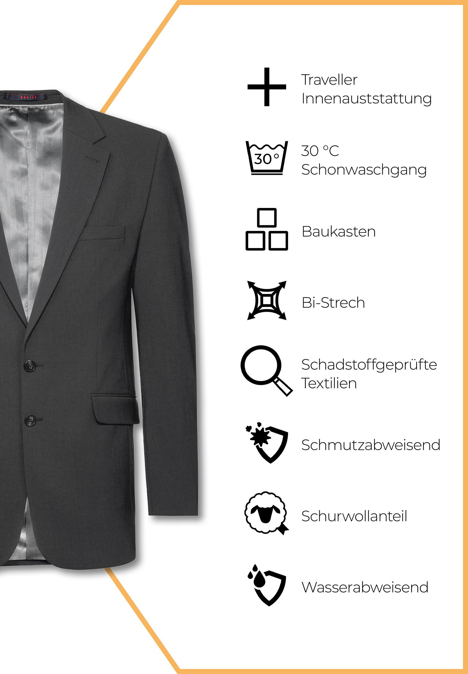lux sakko modern fit - anthrazit - 56
