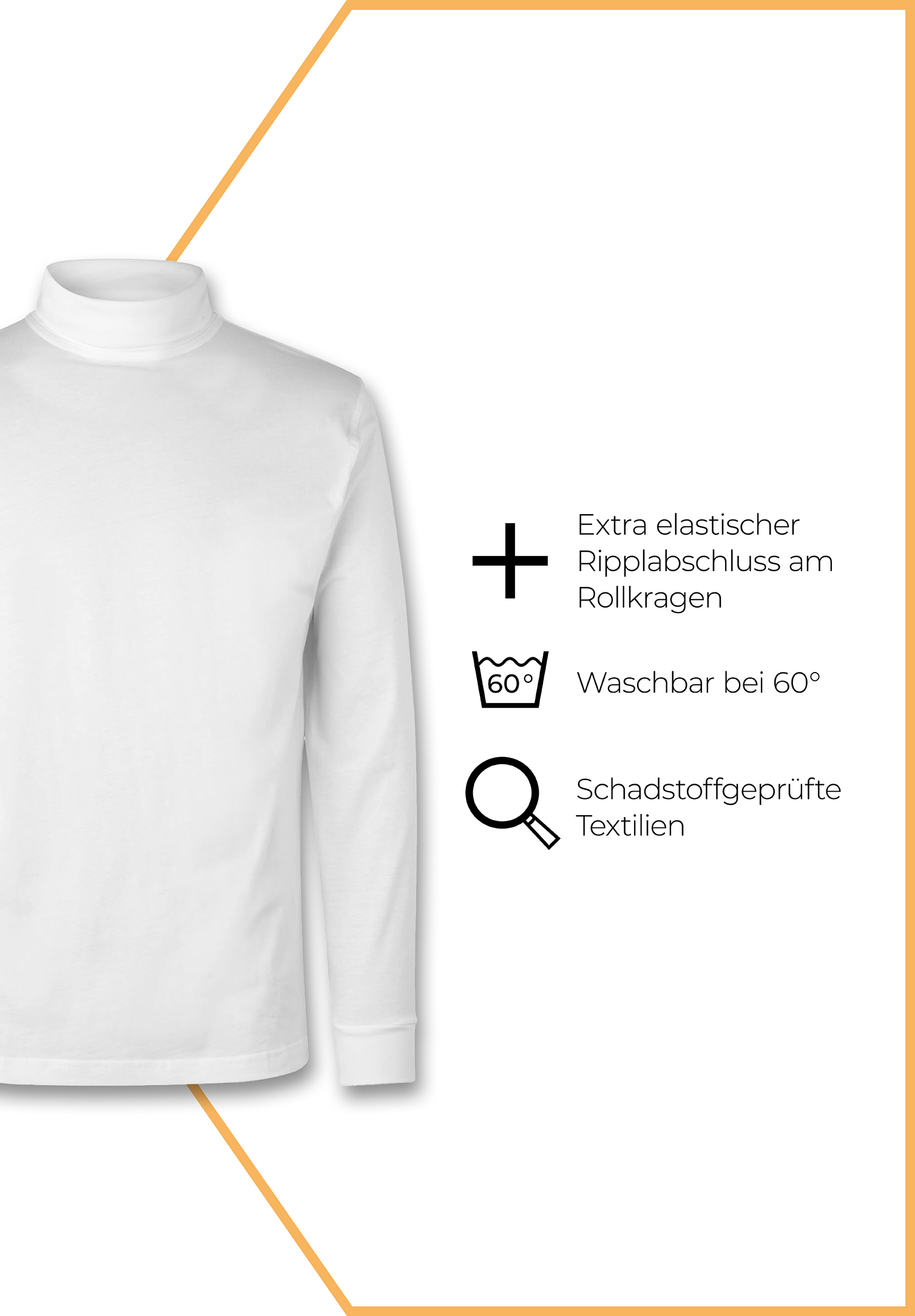 herren rollkragenshirt - weiss - m