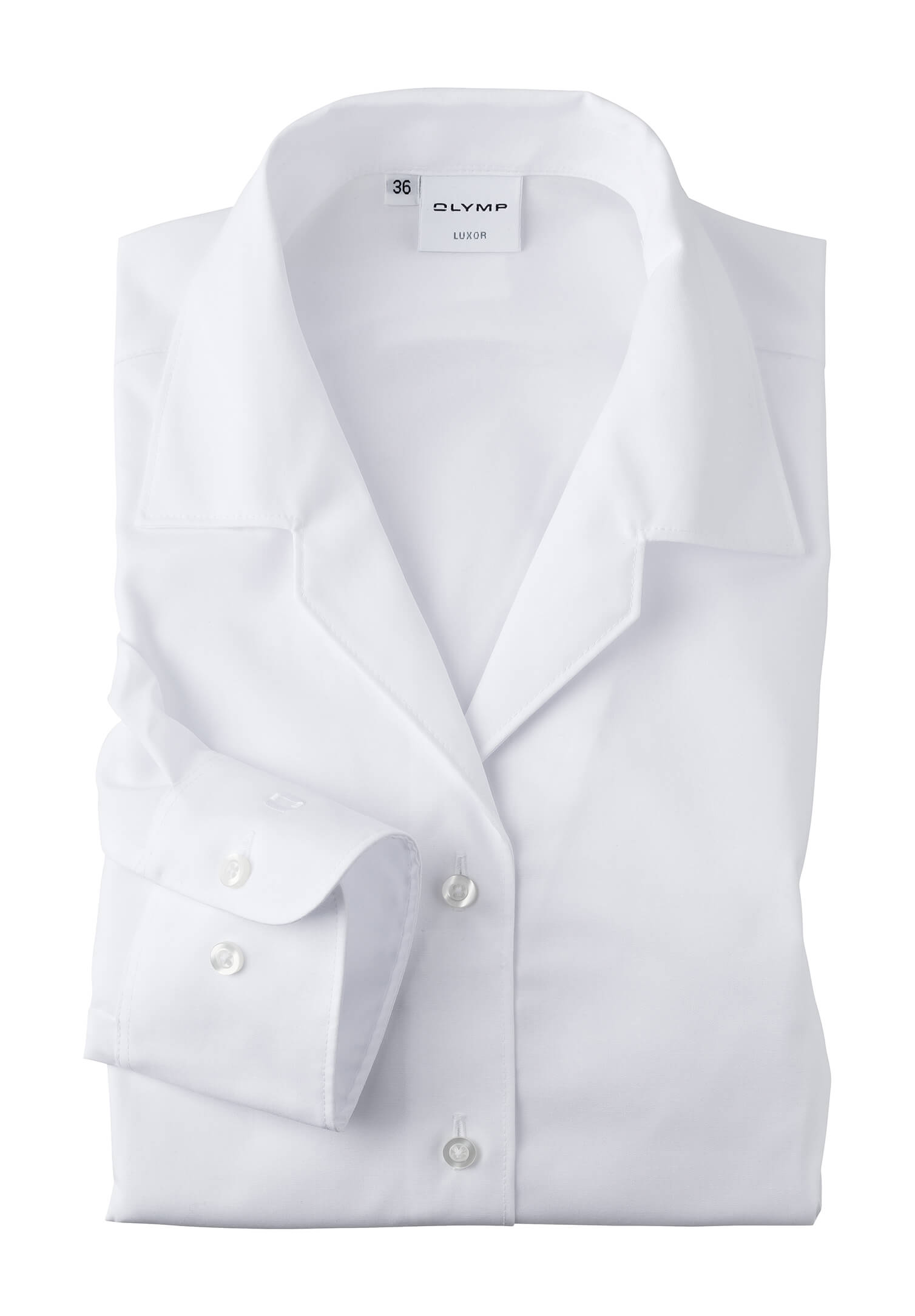 luxor bluse uni comfort fit langarm - weiß - 42