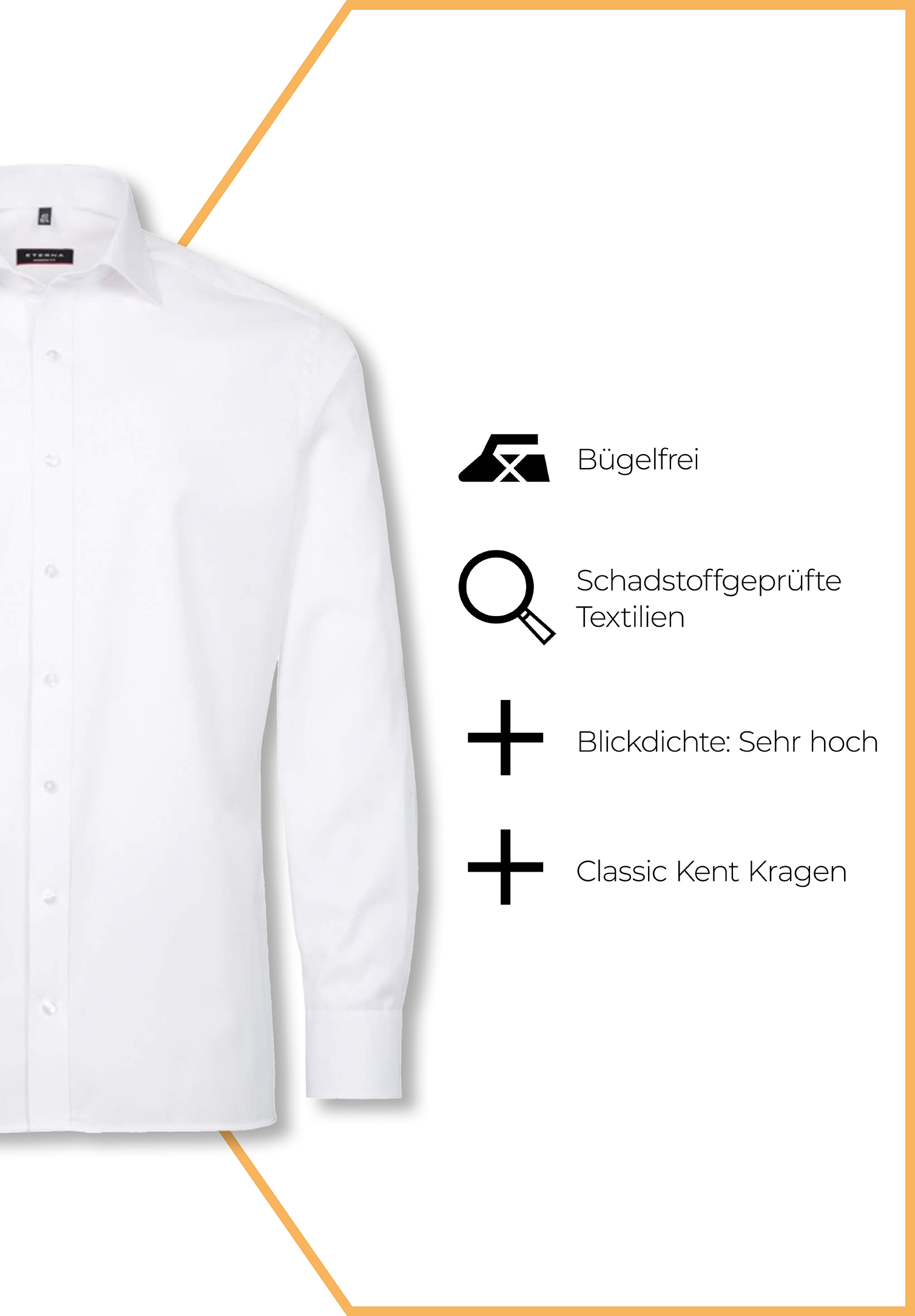 eterna hemd blickdicht modern fit langarm - armlänge normal - weiß - 48