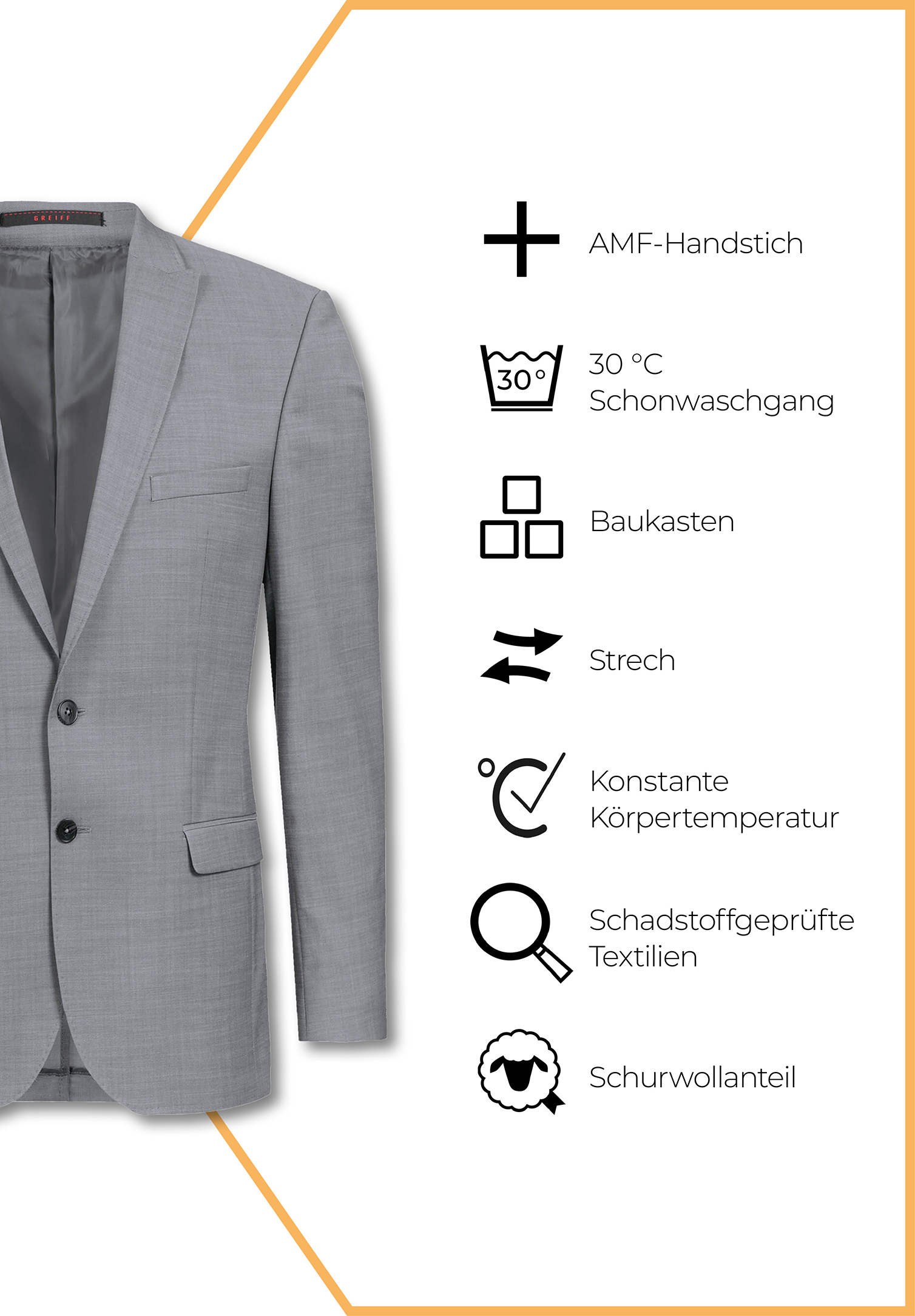aerio sakko slim fit - hellgrau - 50