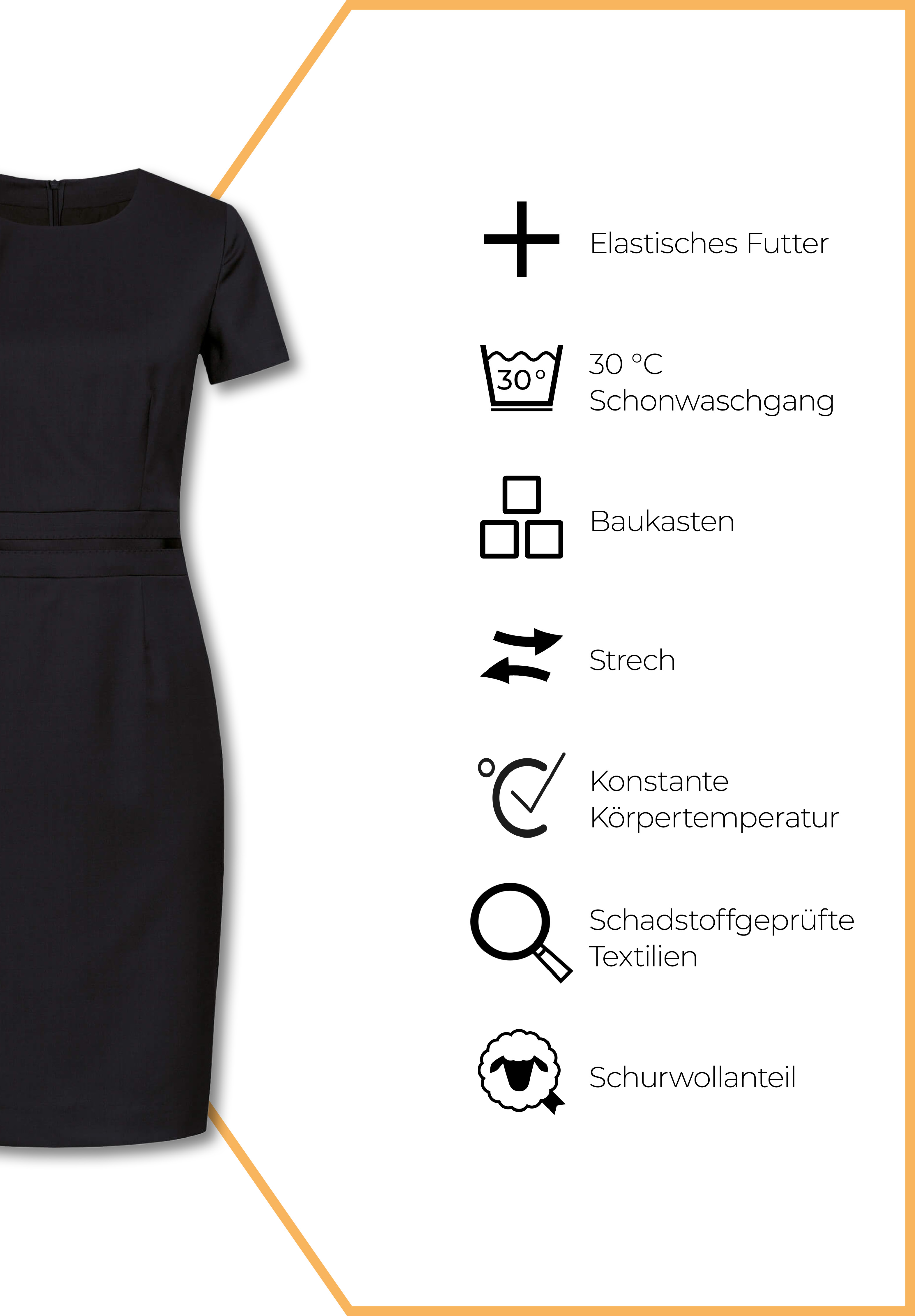 aeria etuikleid modern fit - schwarz - 36